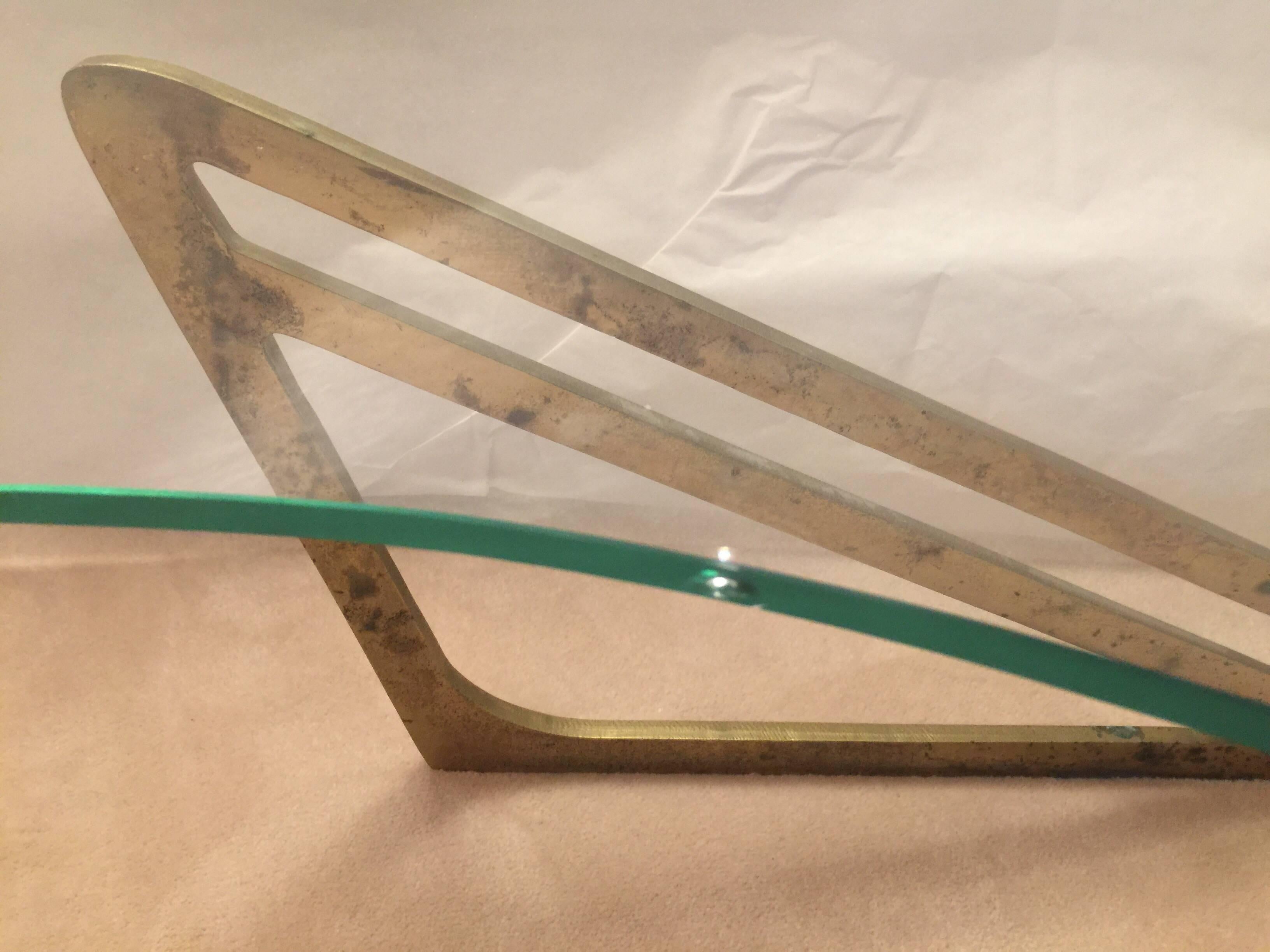American Heavy Brass Noguchi Inspired Boomerang Cocktail Table