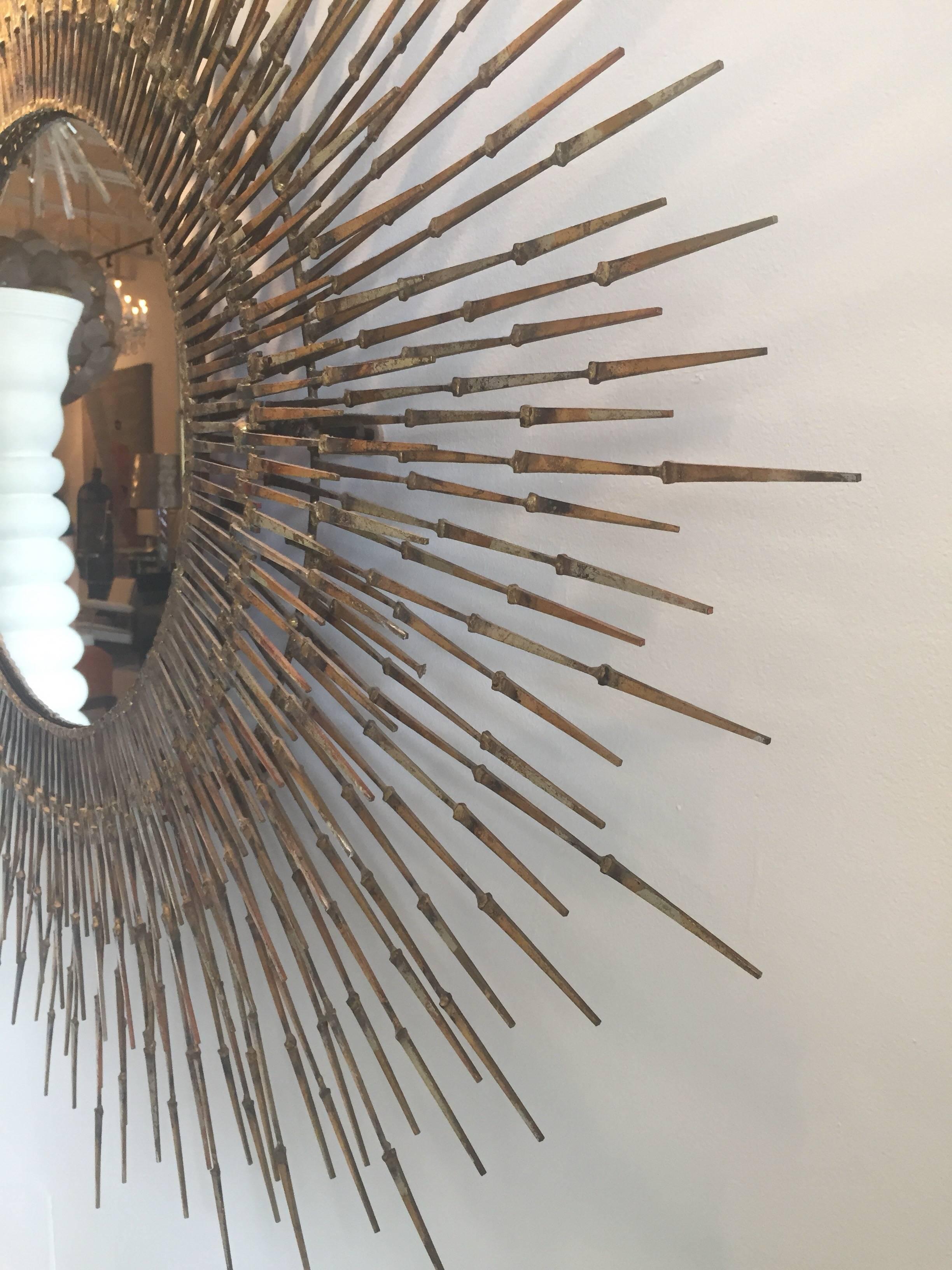 American William Bowie Vintage Nail Sunburst Mirror (5 feet diameter)