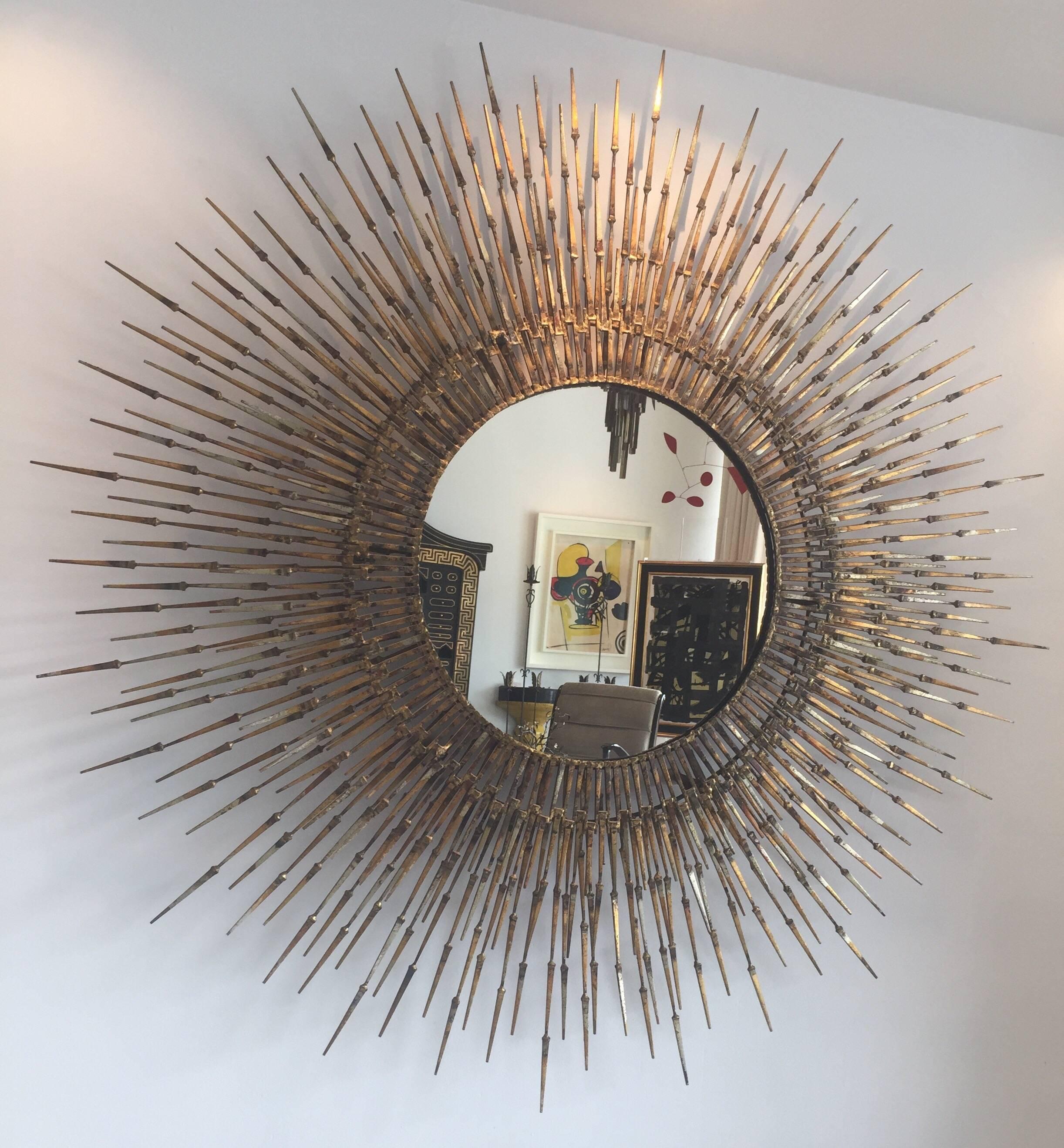 Mid-20th Century William Bowie Vintage Nail Sunburst Mirror (5 feet diameter)