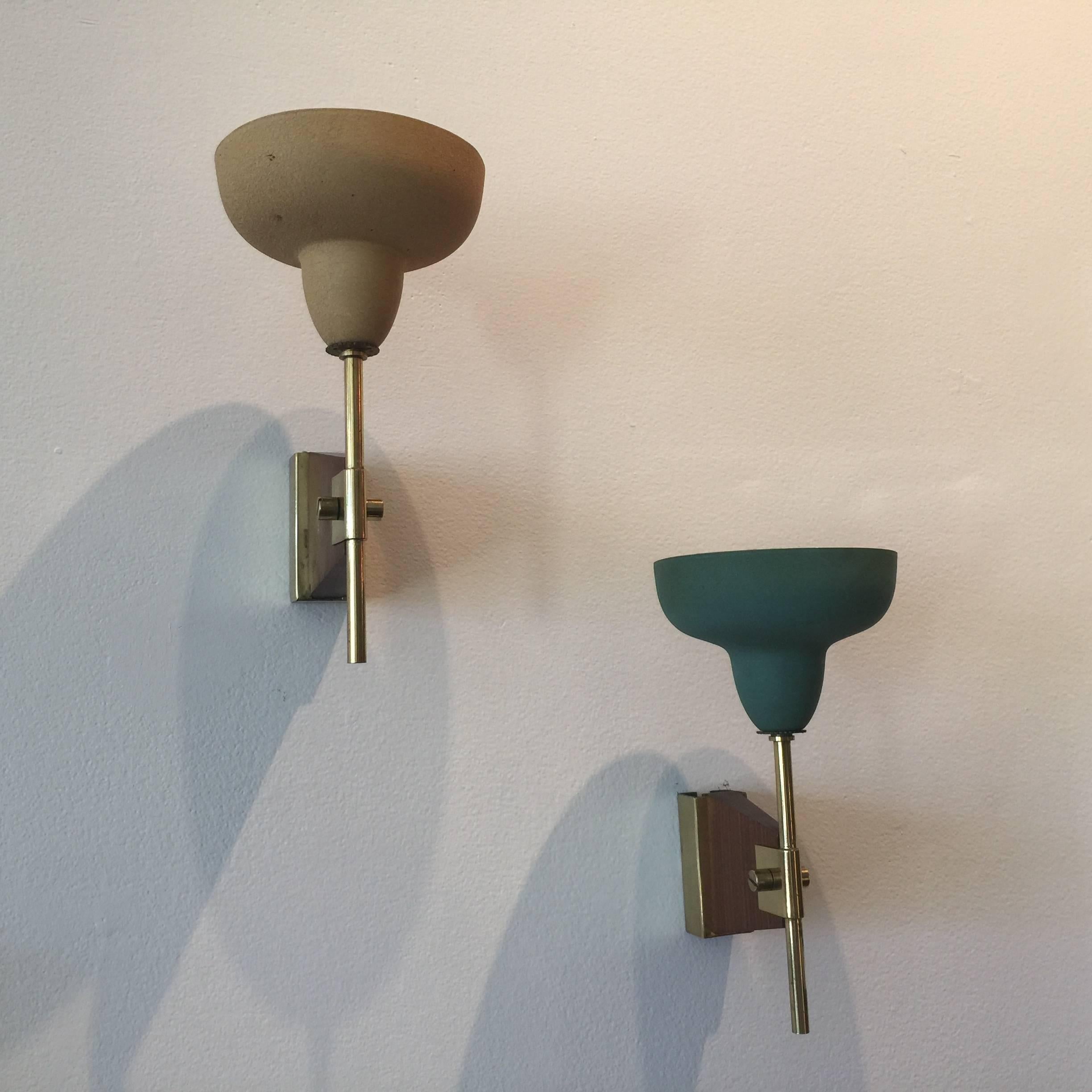 Painted Mid-Century Modern Oscar Torlasco Italian Wall Lights, Pair