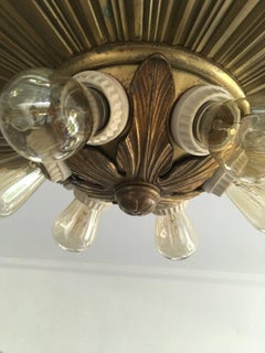 Bronze Sunburst Semi-Flush Fixture by E.F. Caldwell