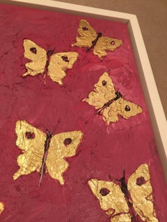 Francisco Franco “Eight Butterflies in Gold” Leaf Oil Painting