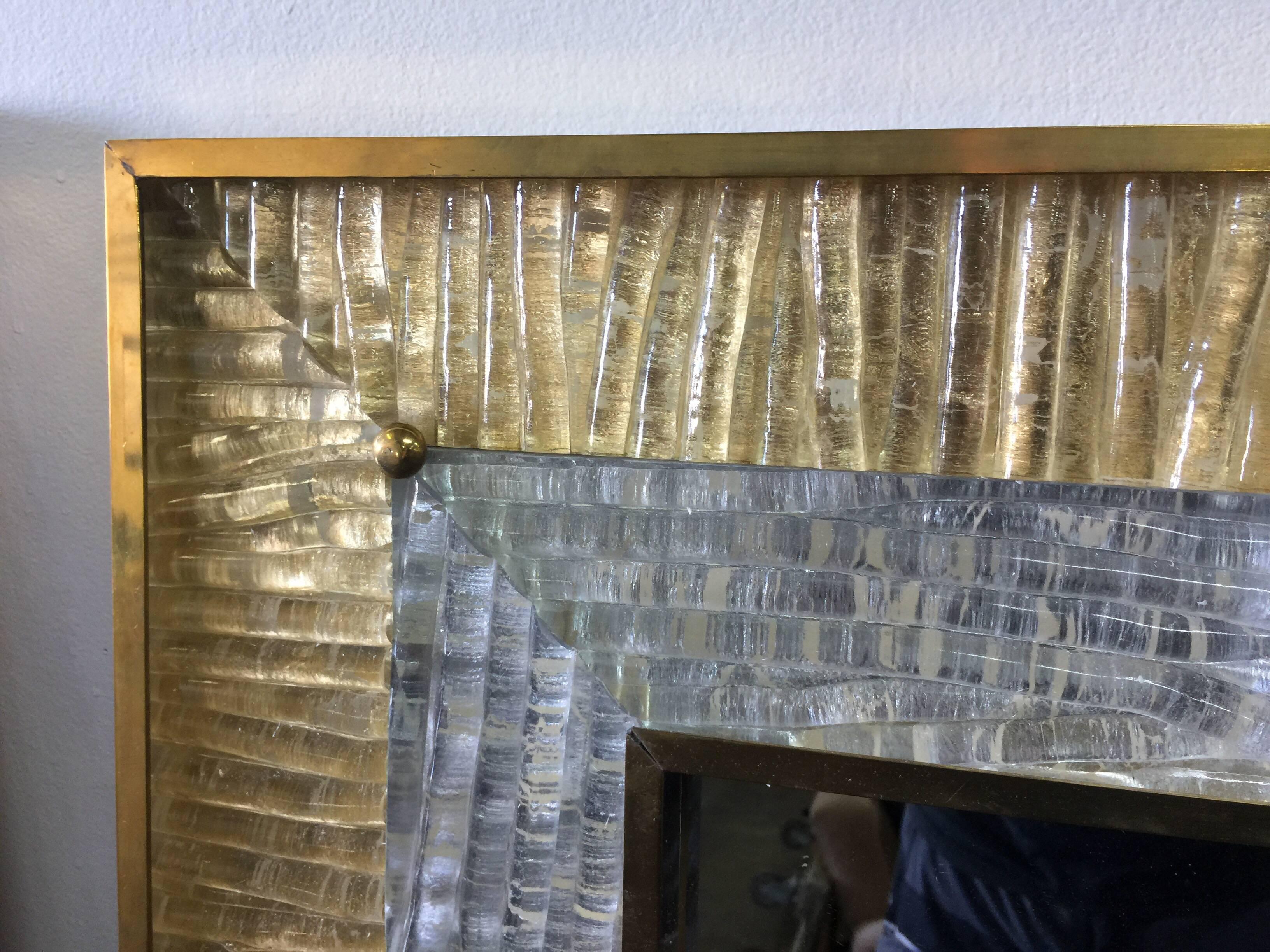 Gold and Silver Flake Murano Framed Wall Mirror ONE Avail. at 1stDibs