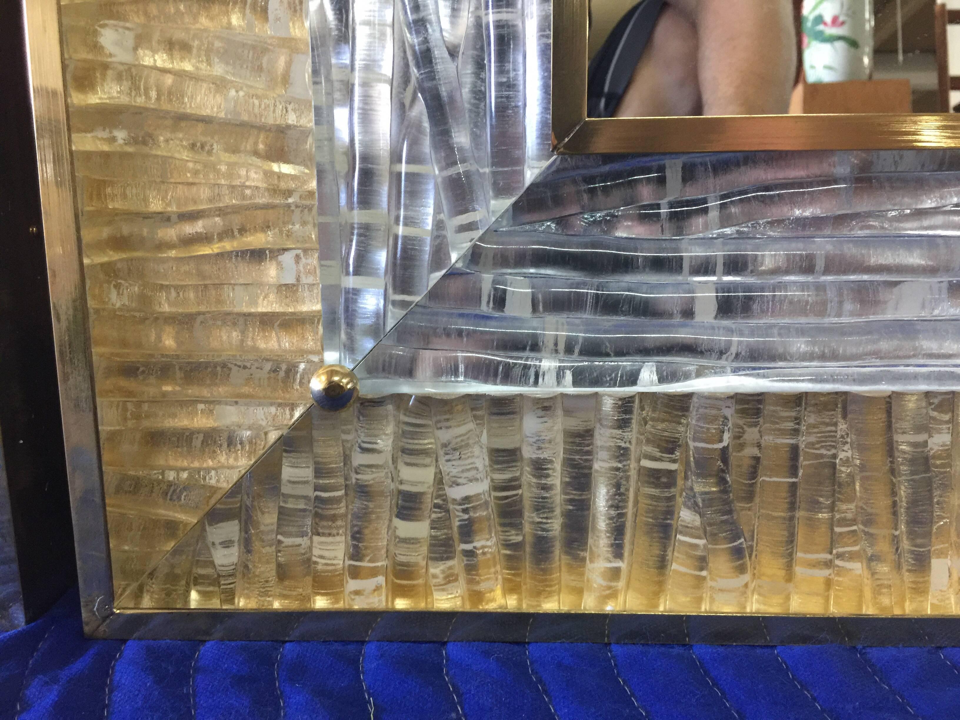 Gold and Silver Flake Murano Framed Wall Mirror ONE Avail. at 1stDibs