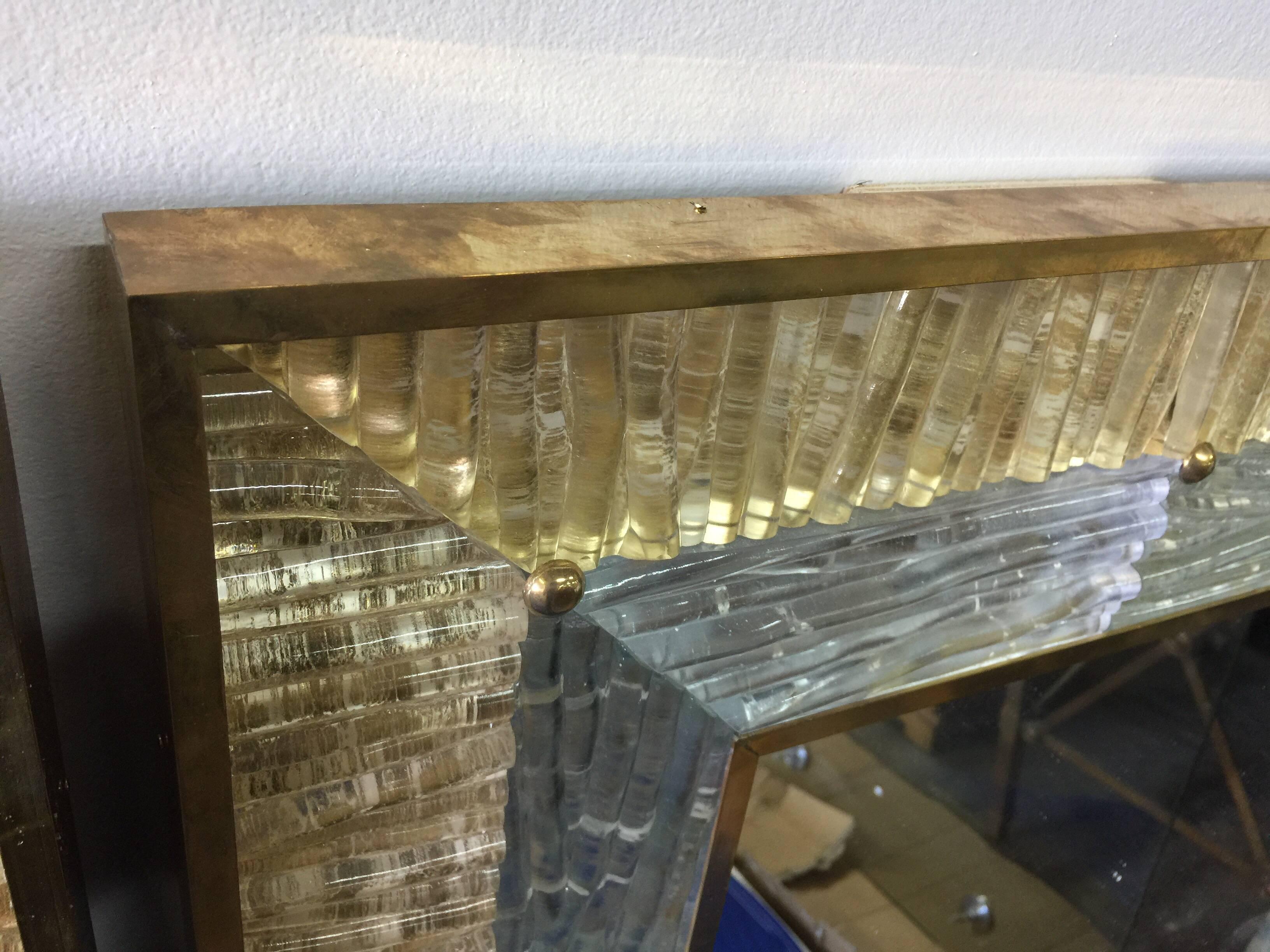 Gold and Silver Flake Murano Framed Wall Mirror ONE Avail. at 1stDibs