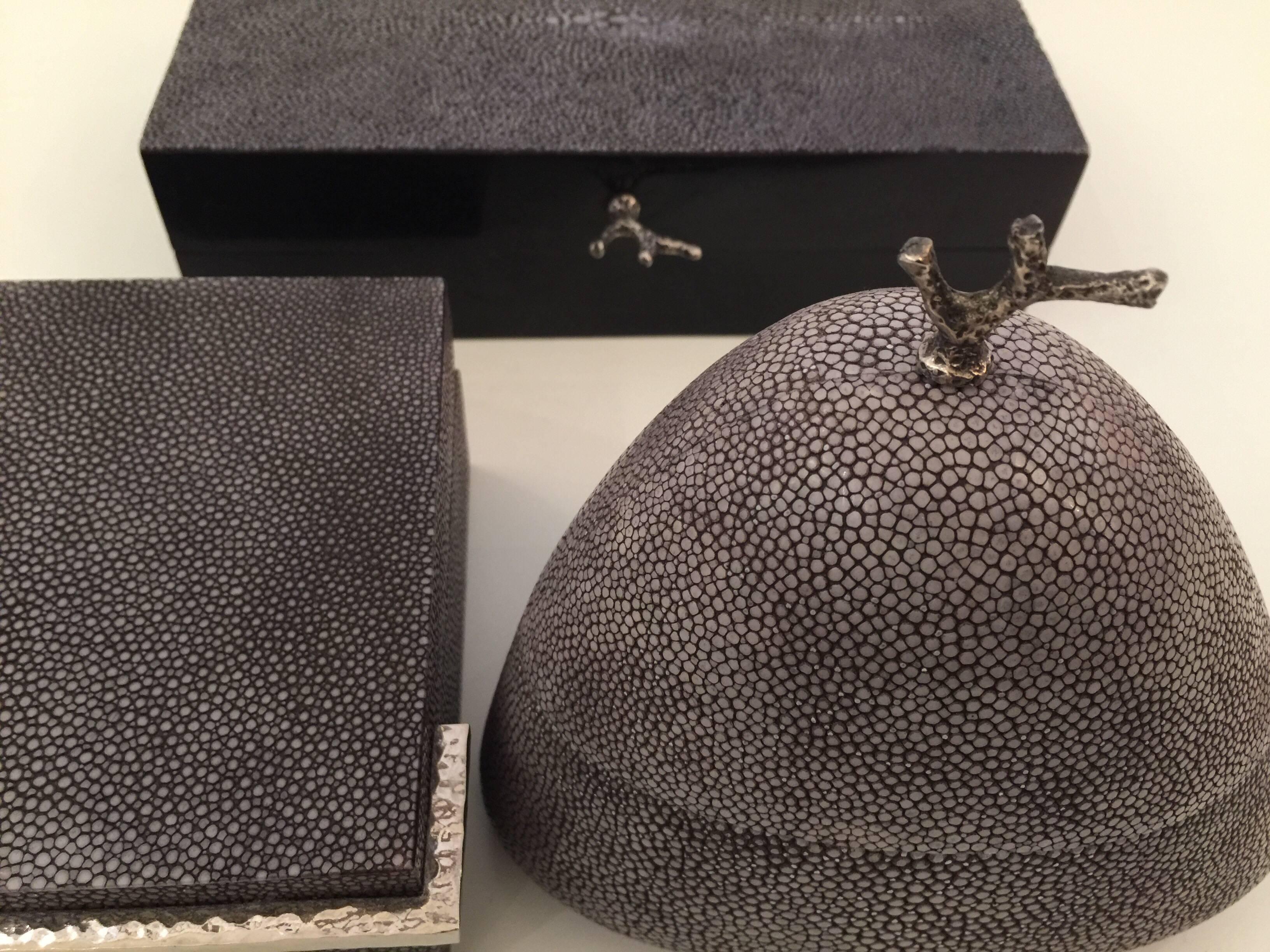 Shagreen Boxes, Set of Three In Excellent Condition In East Hampton, NY