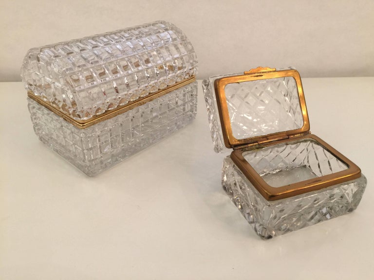 Two French Glass Jewelry Boxes For Sale at 1stDibs