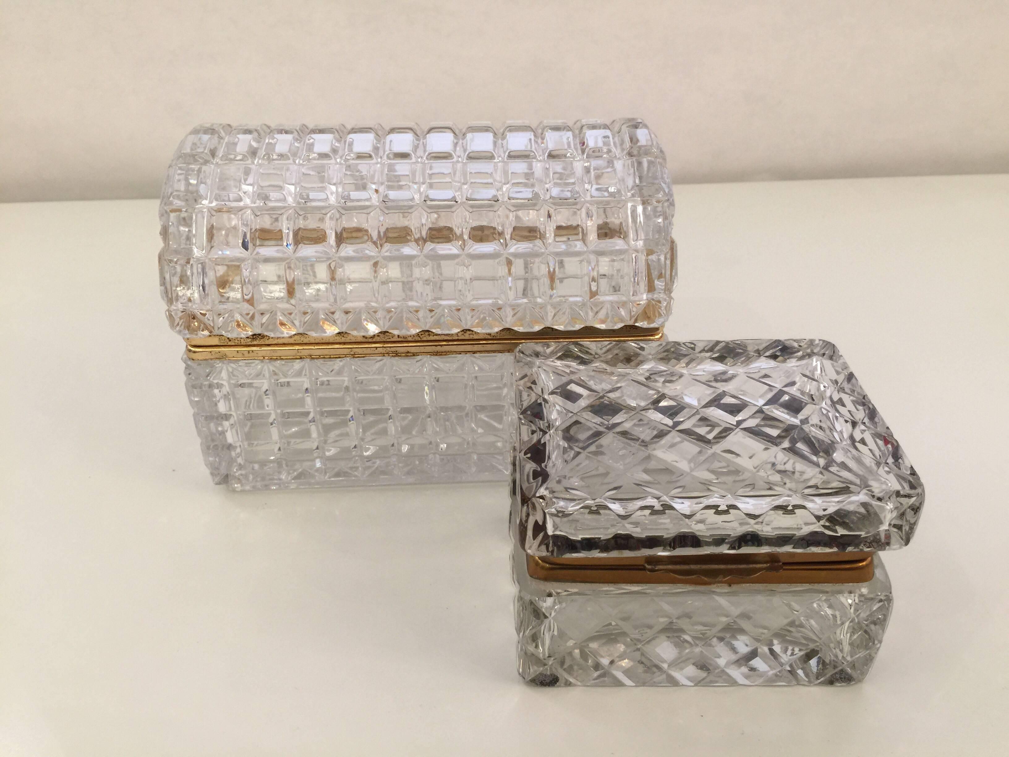 Two French Glass Jewelry Boxes In Excellent Condition For Sale In East Hampton, NY
