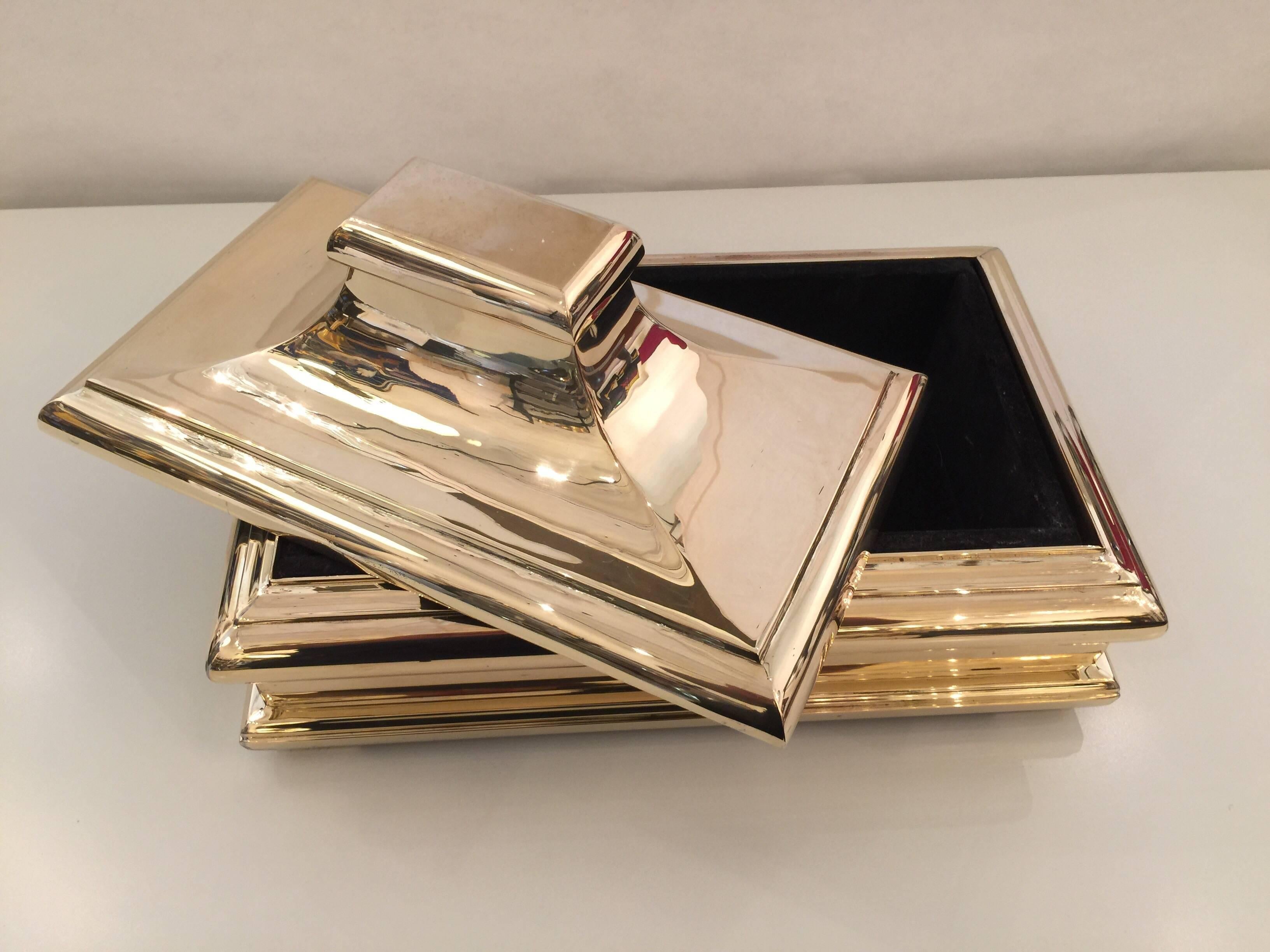American Oversized Heavy Polished Brass Box For Sale
