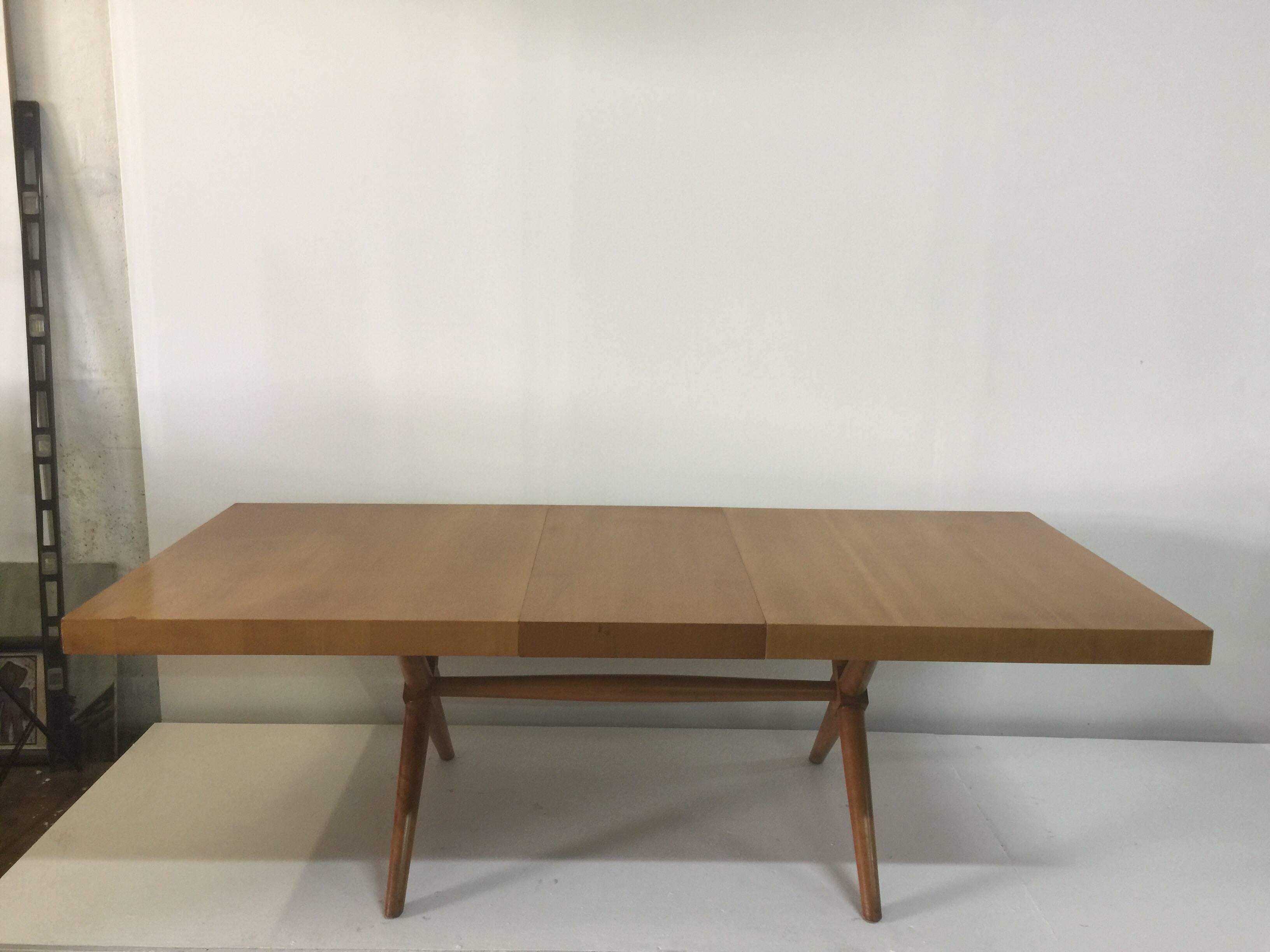 Original Vintage T.H. Robsjohn-Gibbings Dining Table with Leaf In Good Condition For Sale In East Hampton, NY