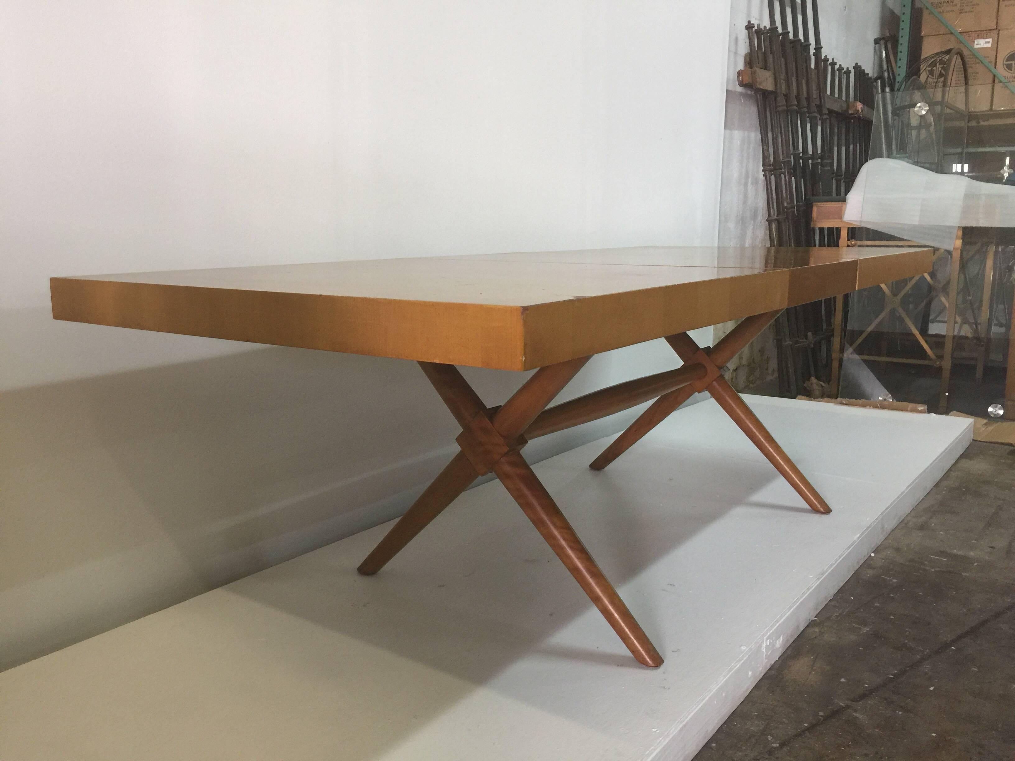 Mid-20th Century Original Vintage T.H. Robsjohn-Gibbings Dining Table with Leaf For Sale