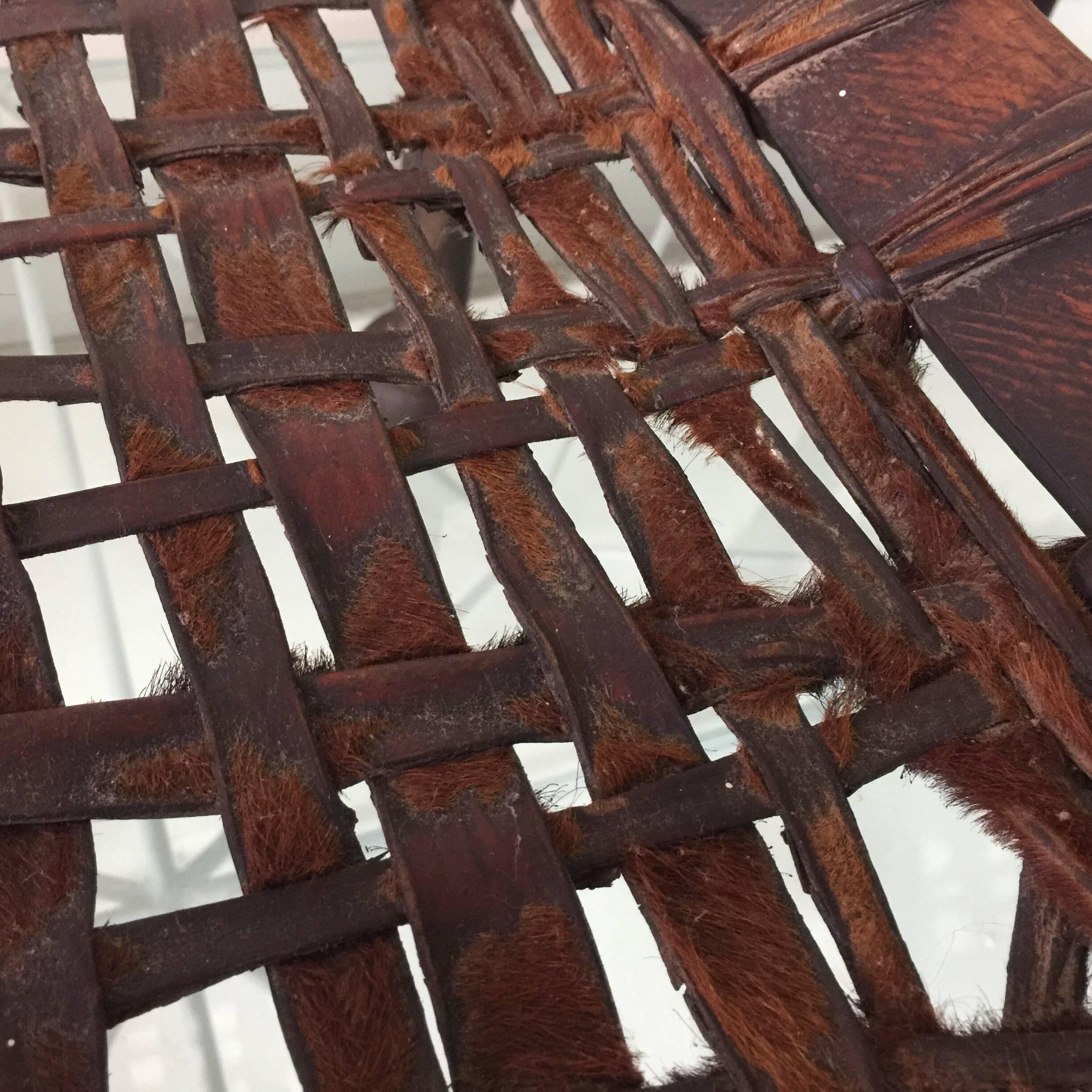 Pair of West African Ironwood and Leather Throne Chairs For Sale 3