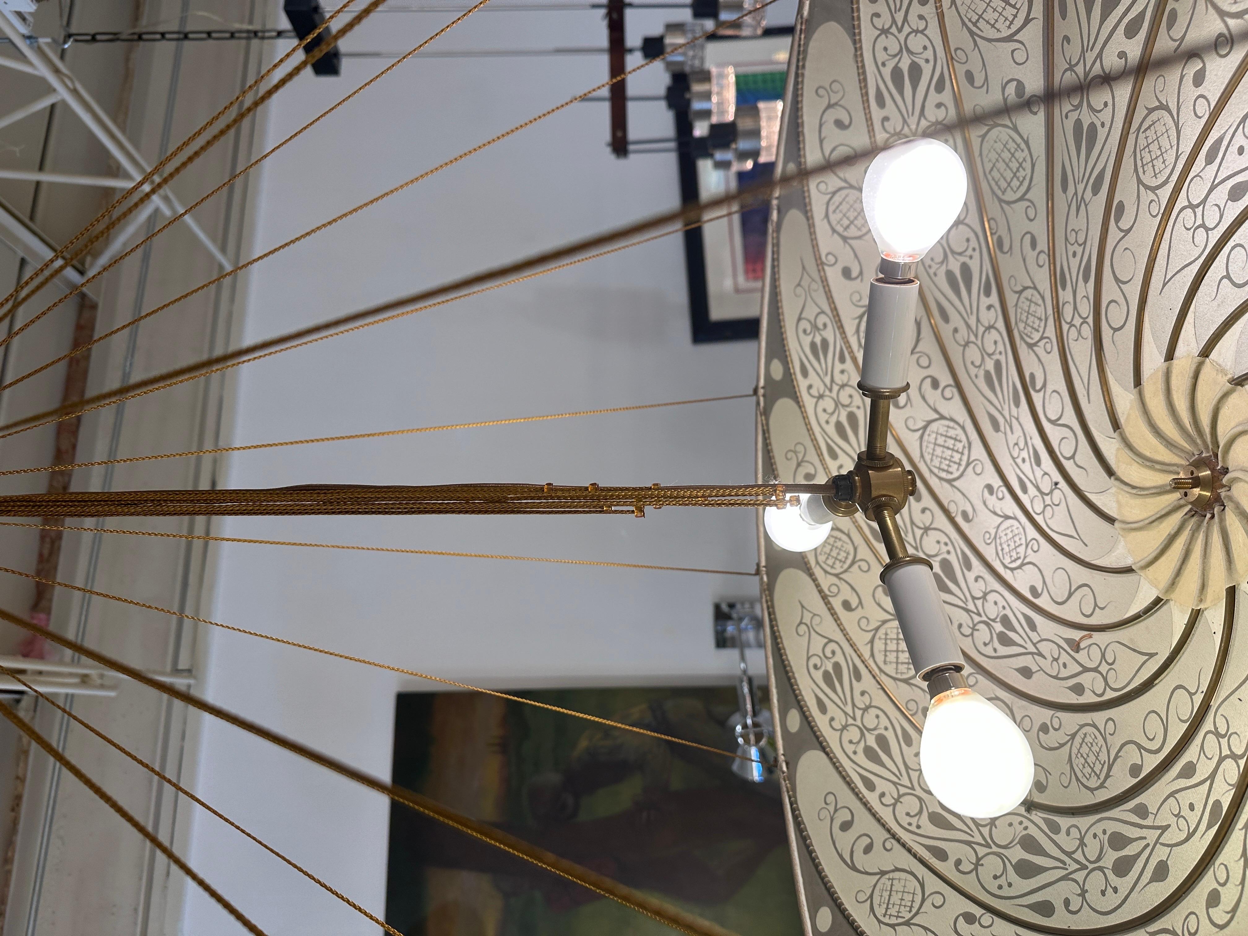 Vintage Venetian Silk Fortuny Hanging Light/ Chandelier 3