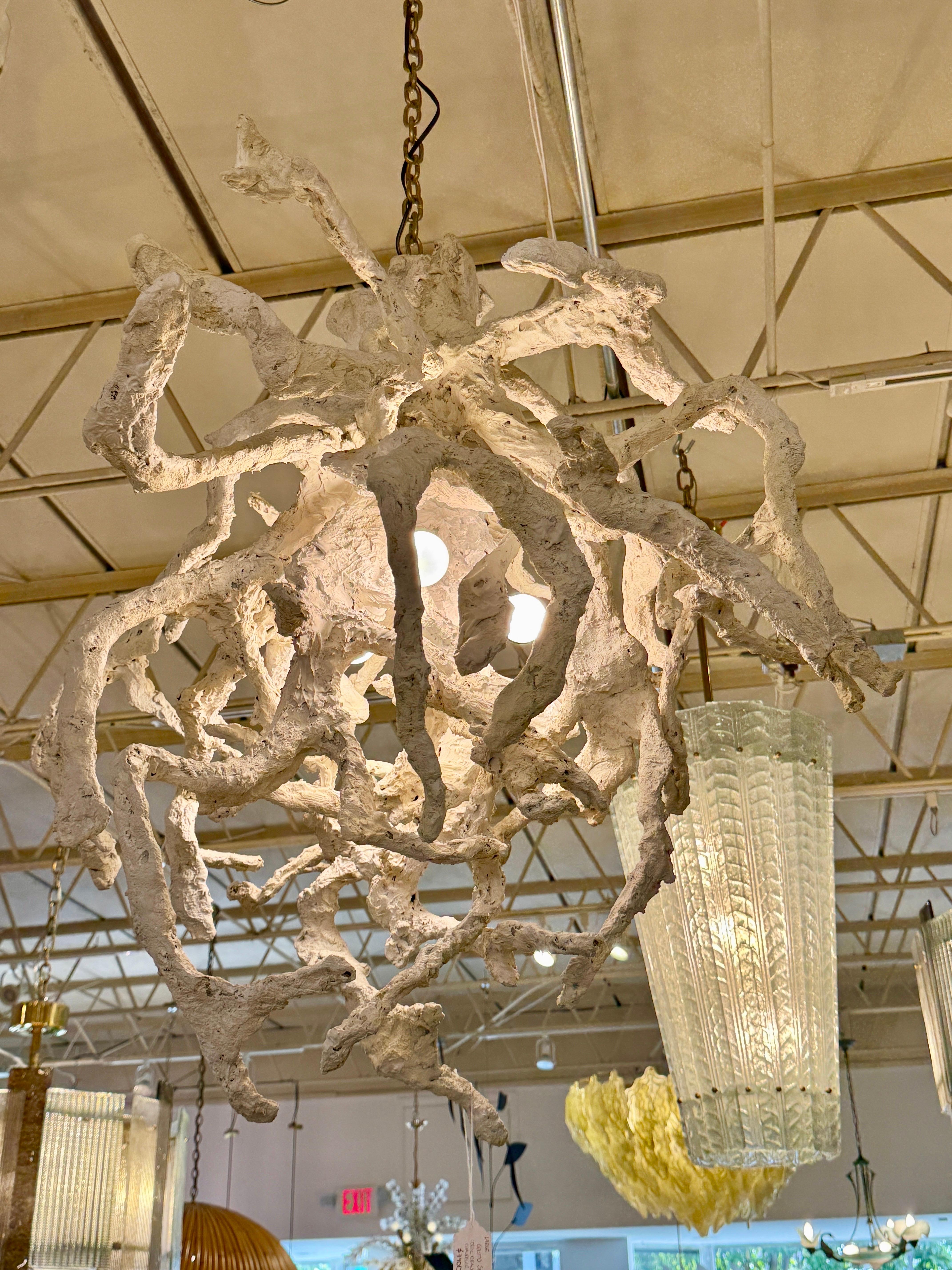 Large Grotto Style Coral Branch Chandelier In Good Condition In North Miami, FL
