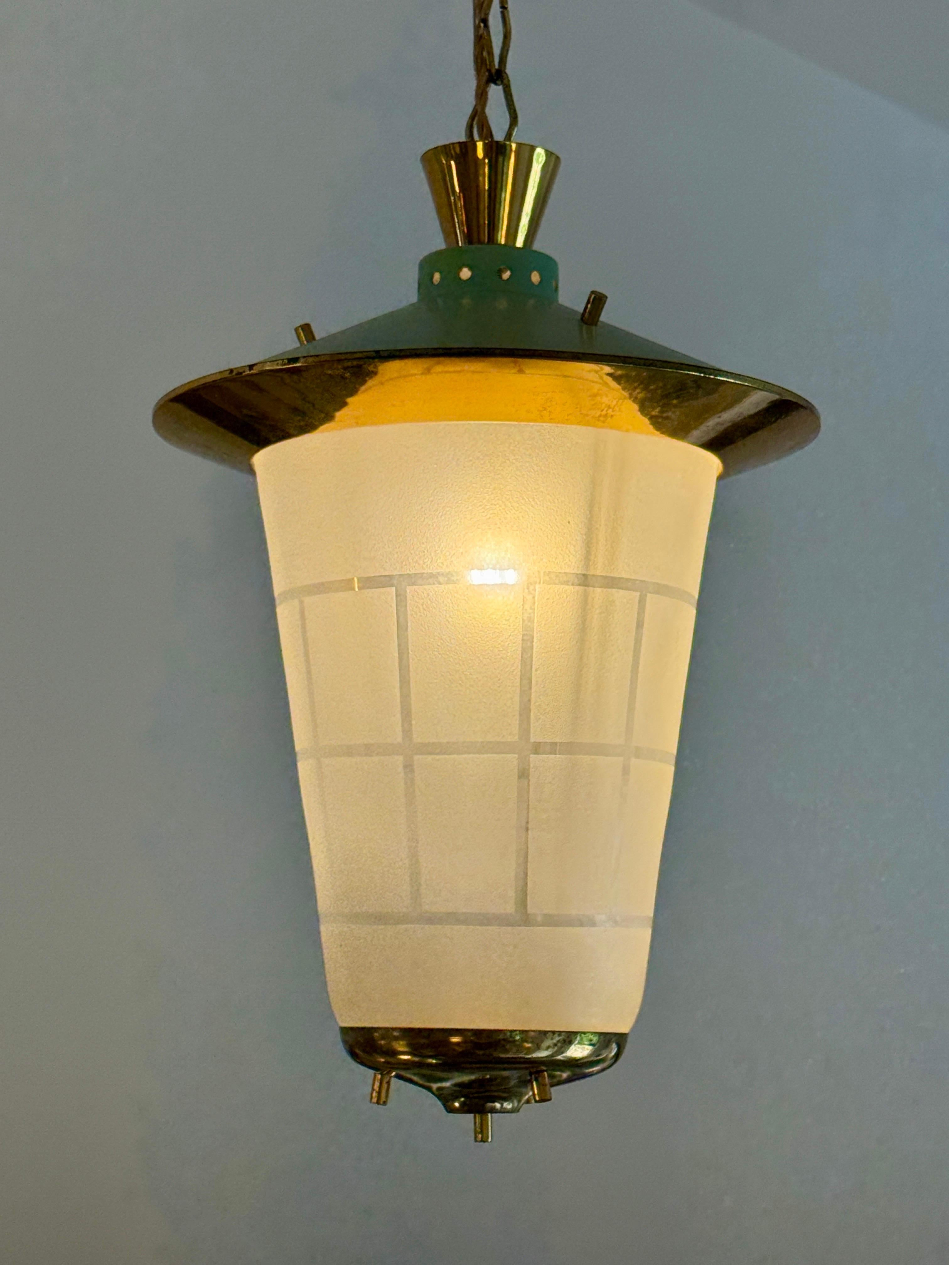 Pair of Mid-Century Italian Hanging Lanterns For Sale 2