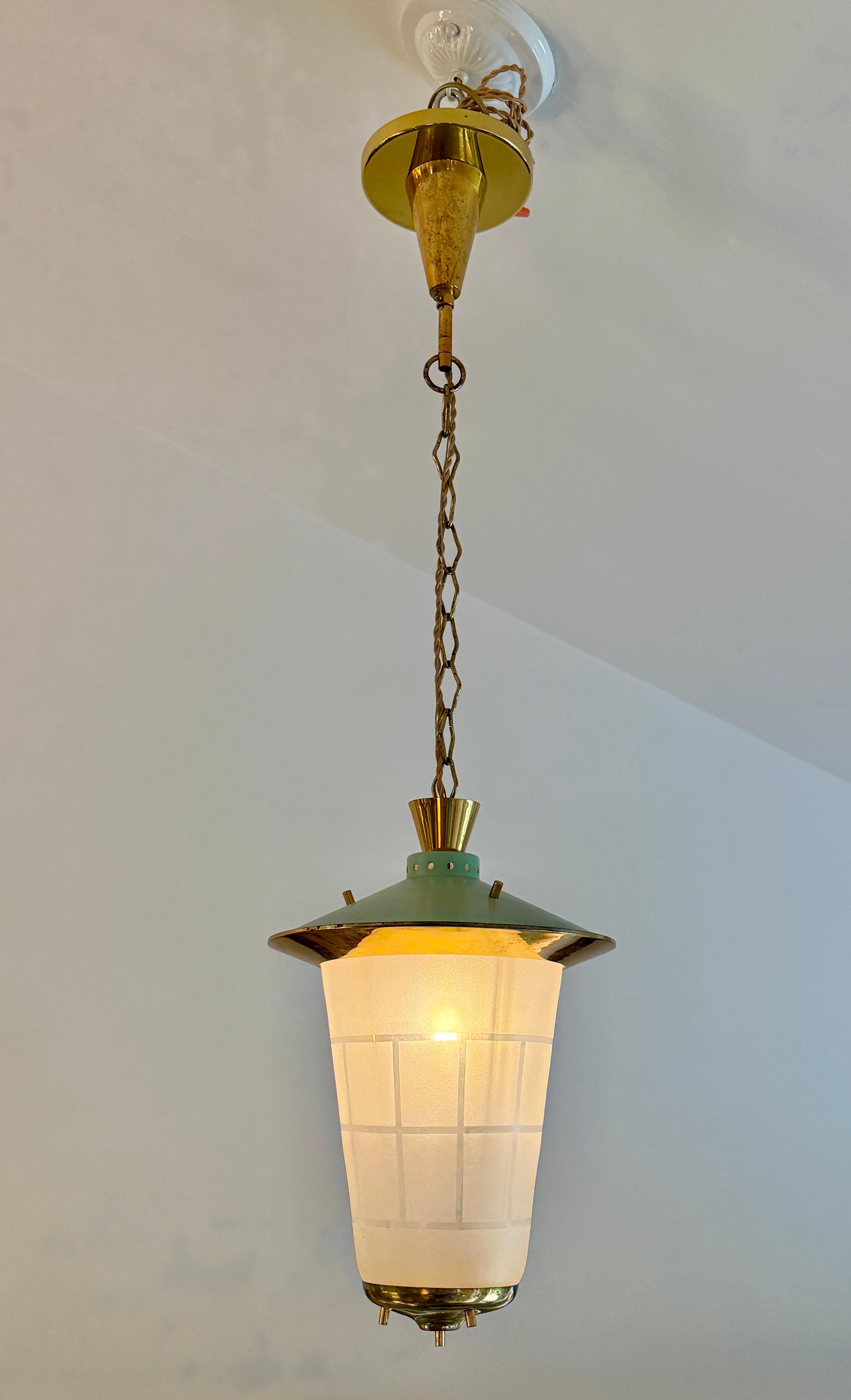 Pair of Mid-Century Italian Hanging Lanterns For Sale 3