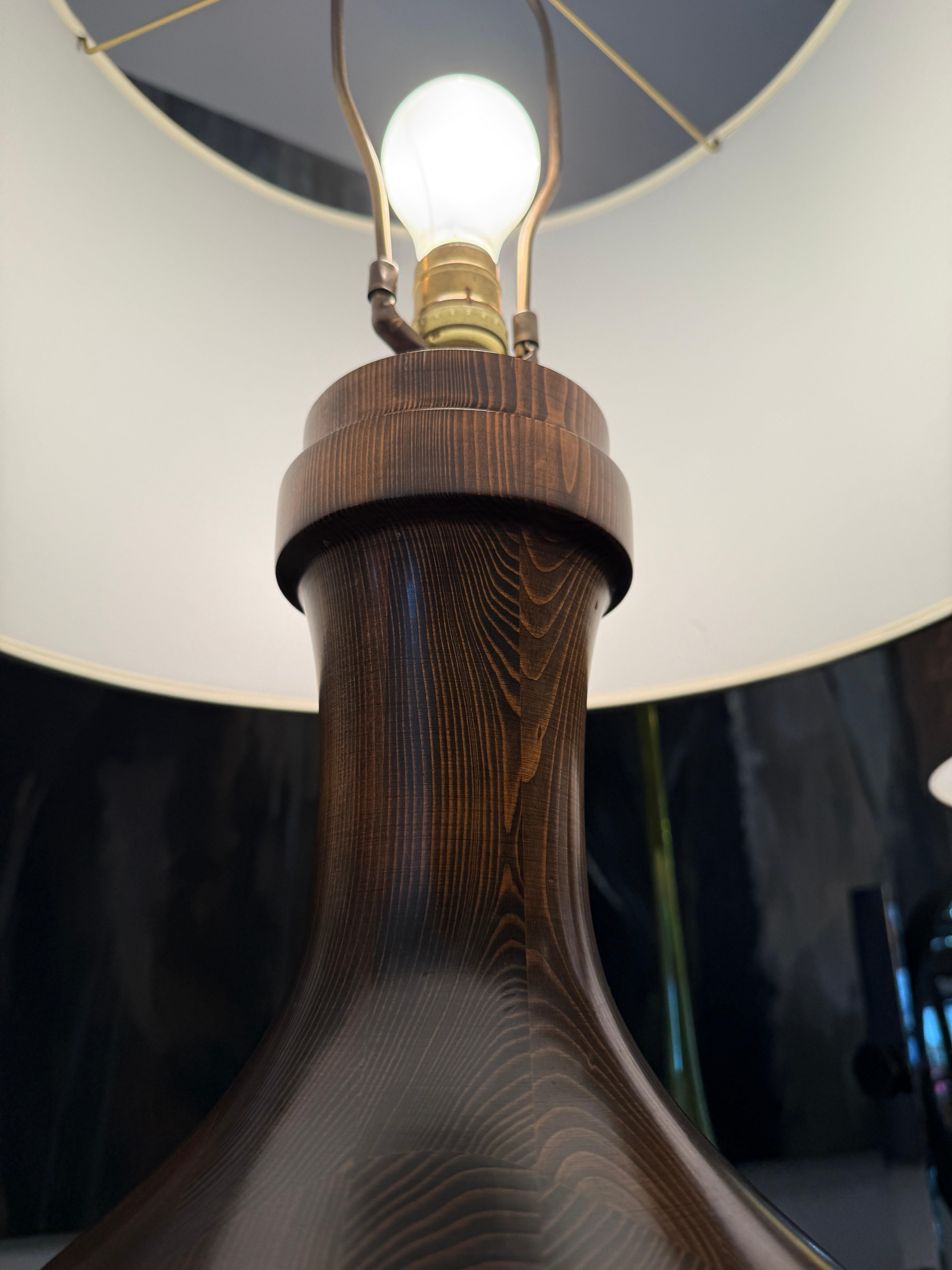 Pair of Turned Wood Oversized Table Lamps For Sale 1
