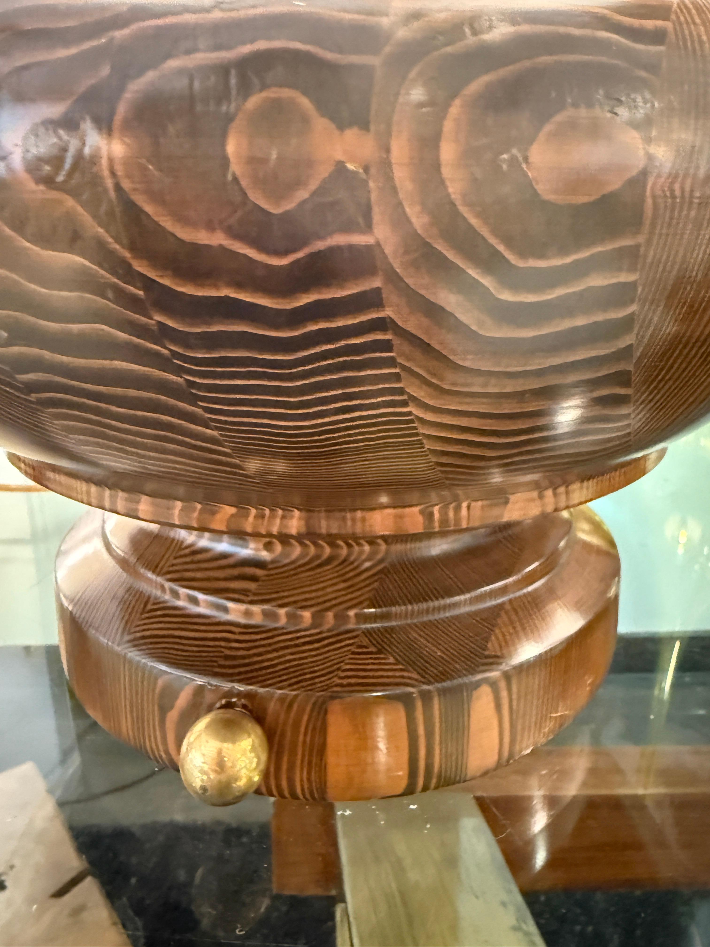 Pair of Turned Wood Oversized Table Lamps In Good Condition For Sale In North Miami, FL