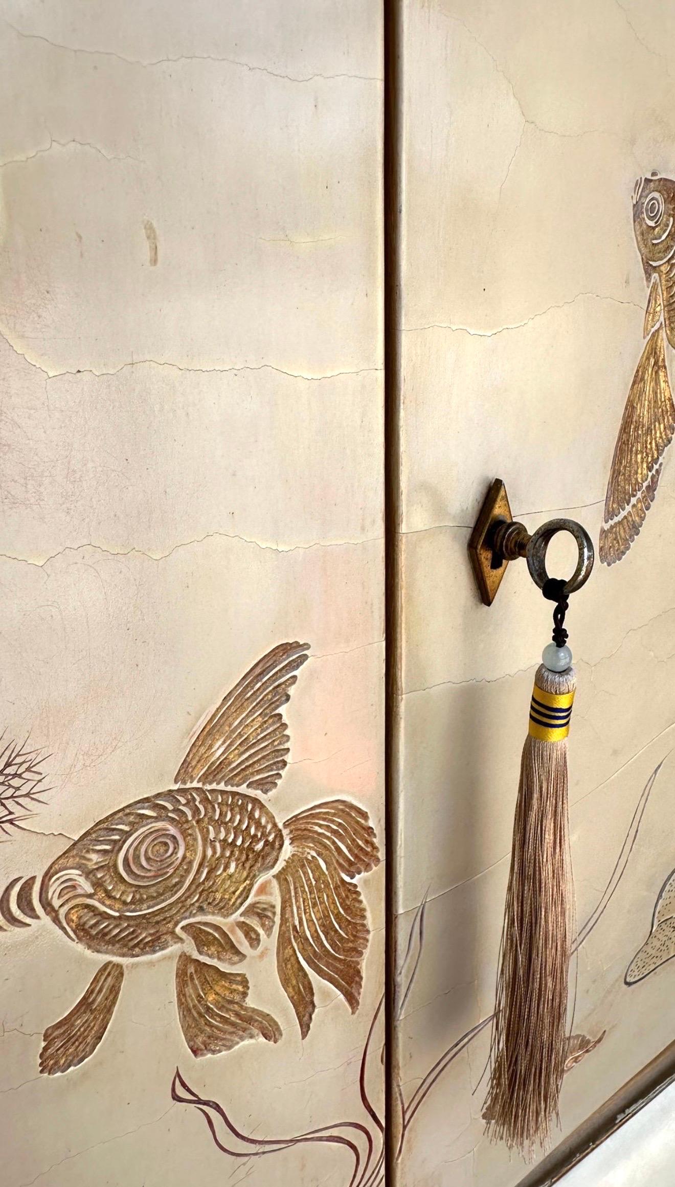 Cabinet français Art Déco de Bouverat en peau de chèvre en vente 1