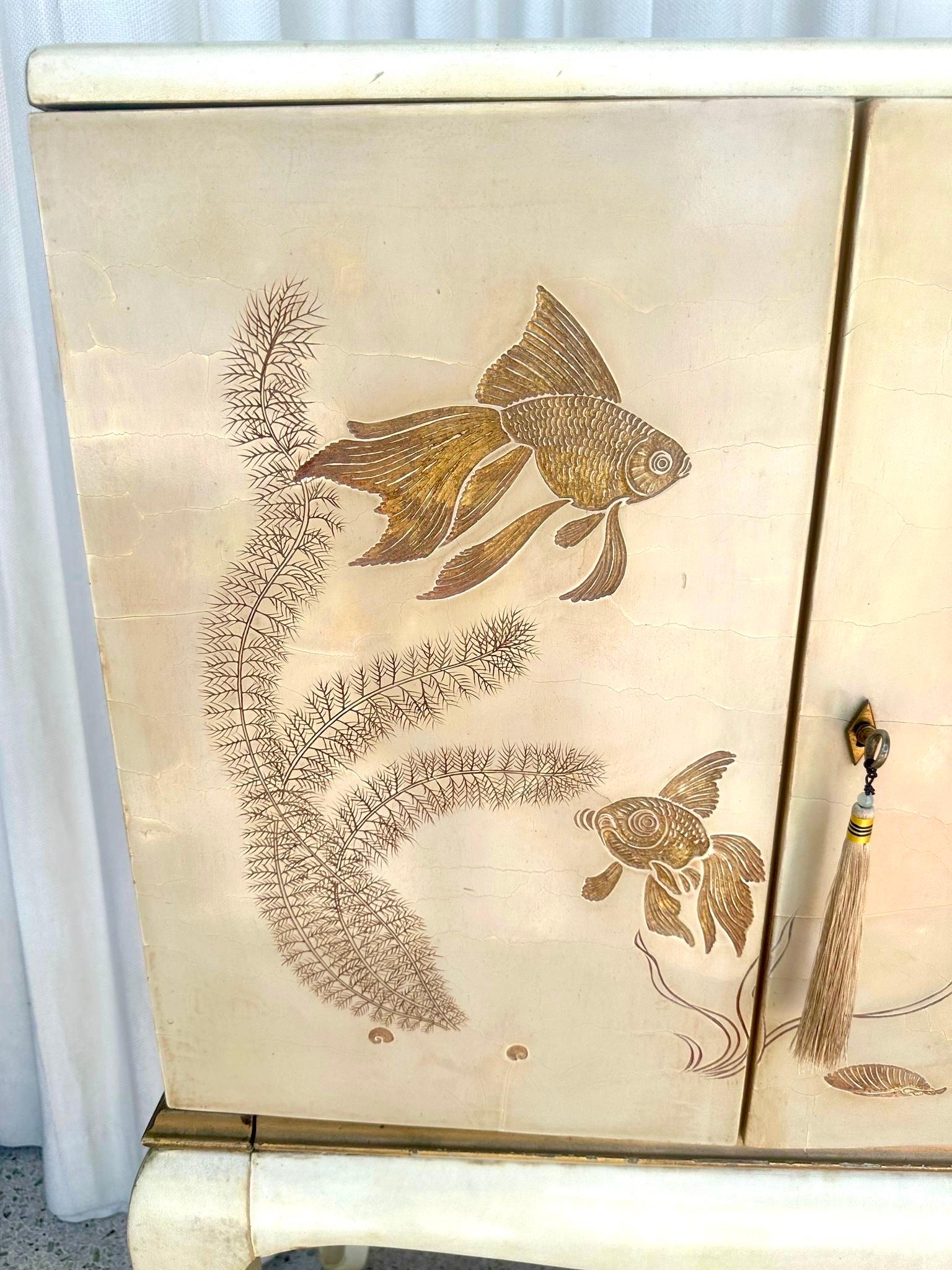 Cabinet français Art Déco de Bouverat en peau de chèvre en vente 6