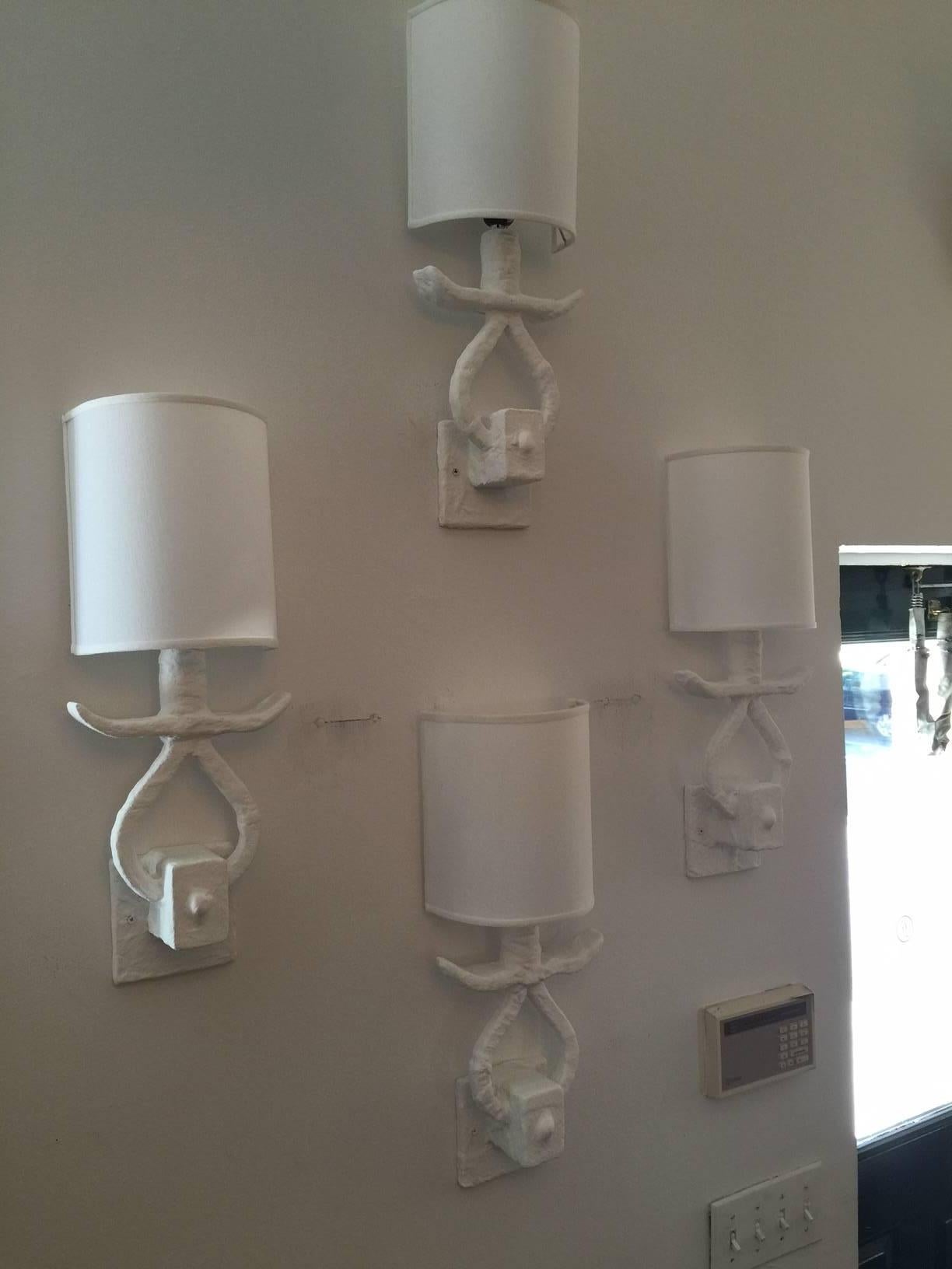 Tribal Plastered Iron Wall Sconces In Excellent Condition In East Hampton, NY