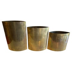 Set of Three '3' Authentic Signed Gabriella Crespi Brass Vases