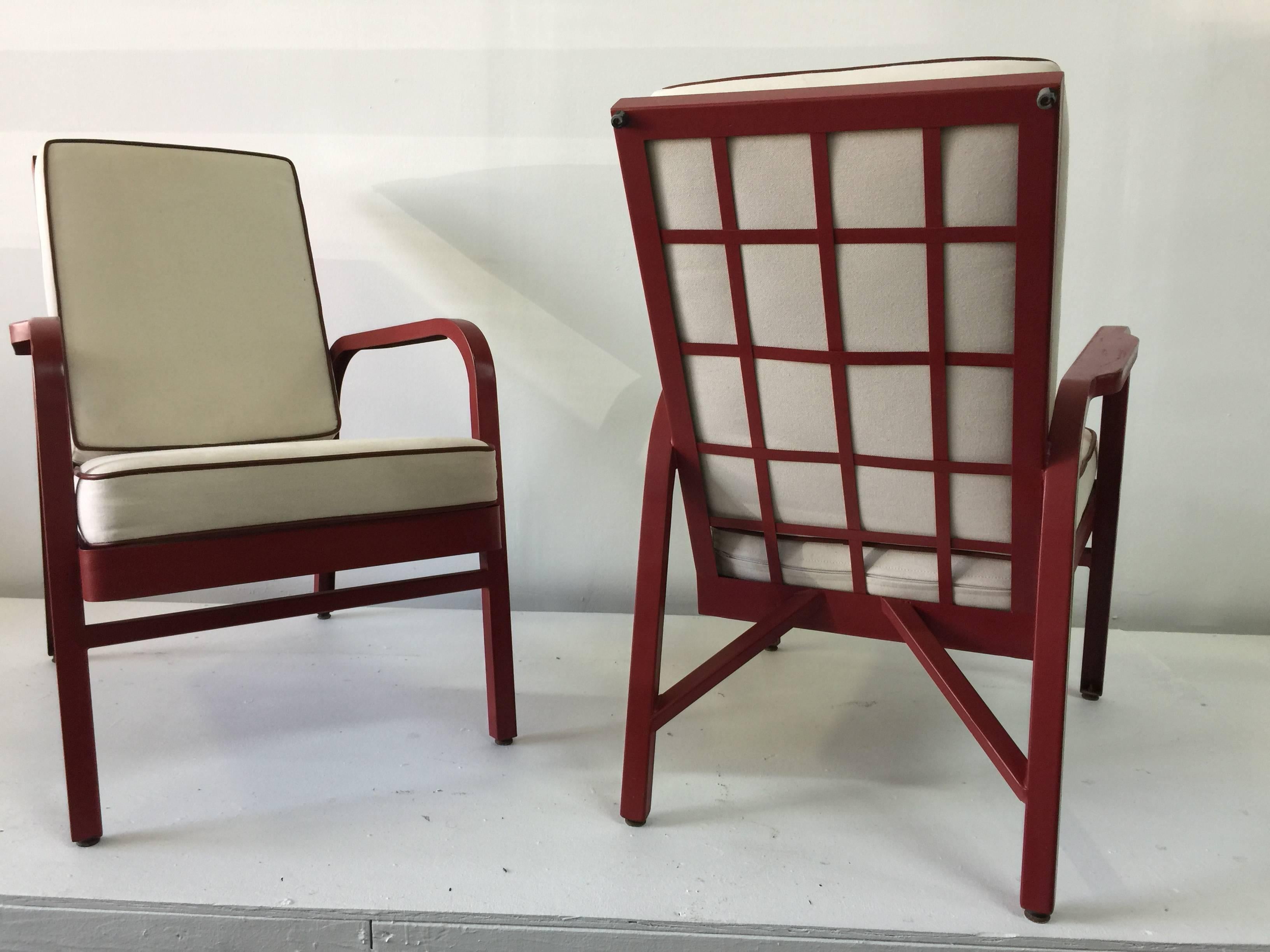 Lounge Chairs, Pair by Jules Leleu and Jean Prouvé In Good Condition In East Hampton, NY