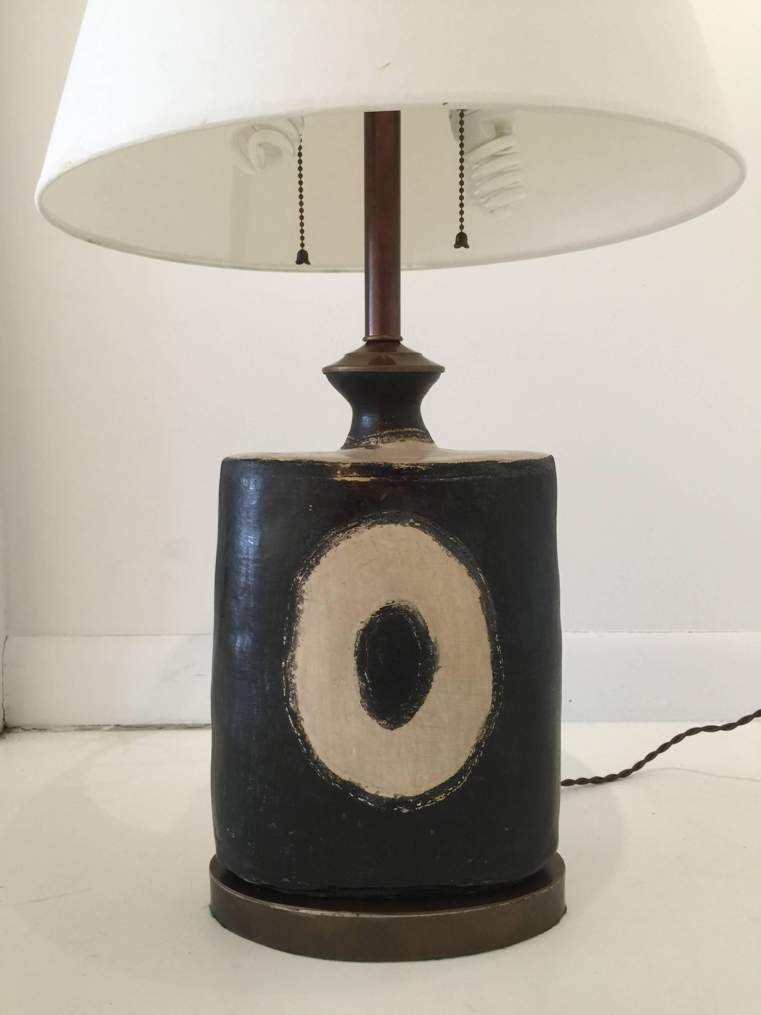 Guatemalan Handmade Earthenware Table Lamp In Excellent Condition In East Hampton, NY