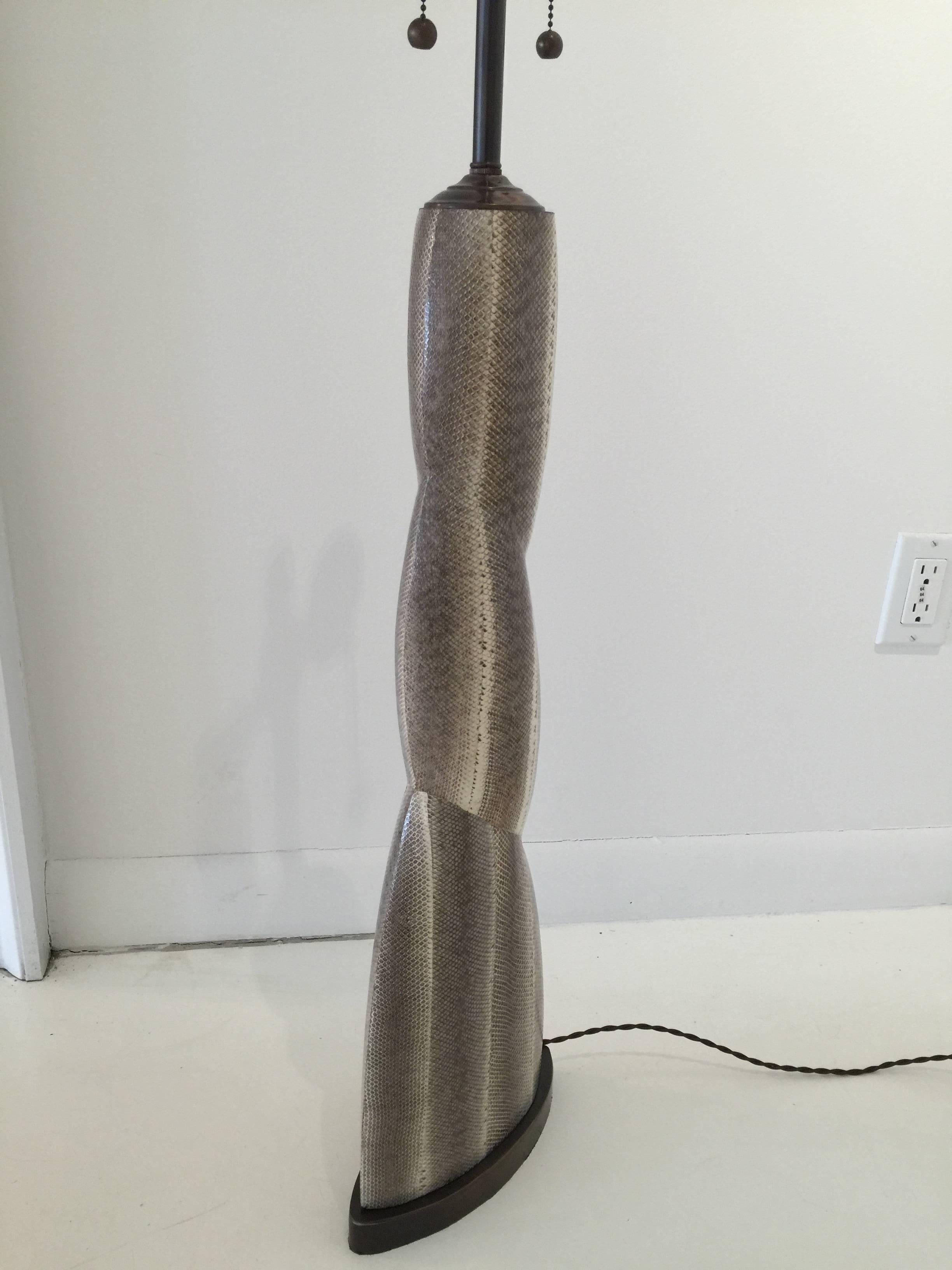 American Extra Tall Python Clad Table Lamp For Sale