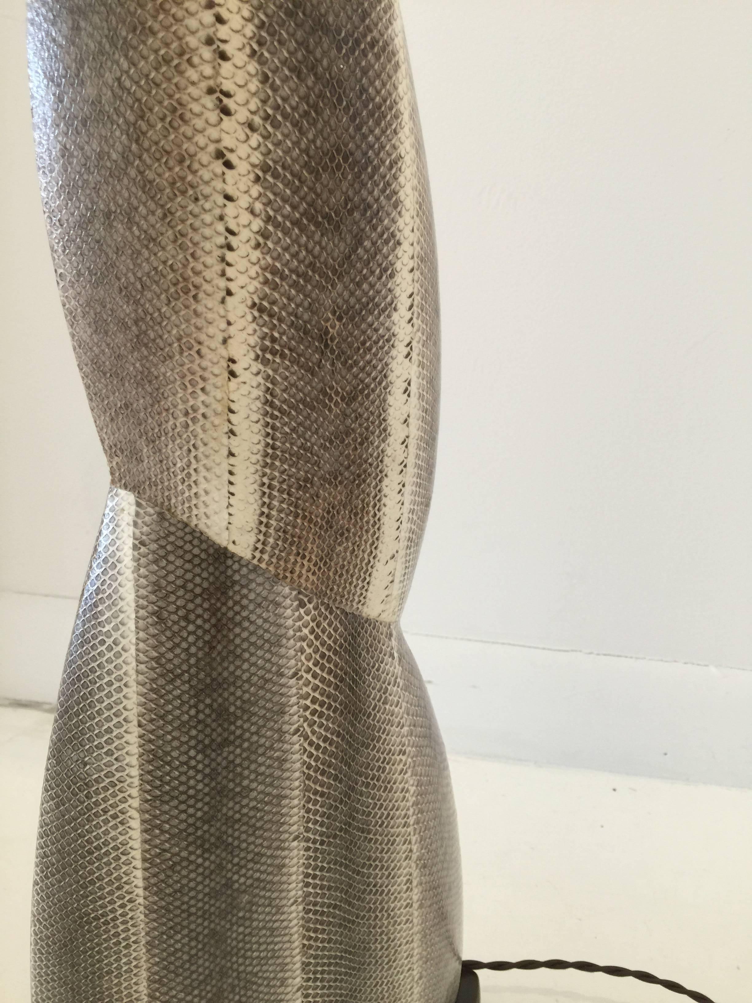 Extra Tall Python Clad Table Lamp In Good Condition For Sale In East Hampton, NY