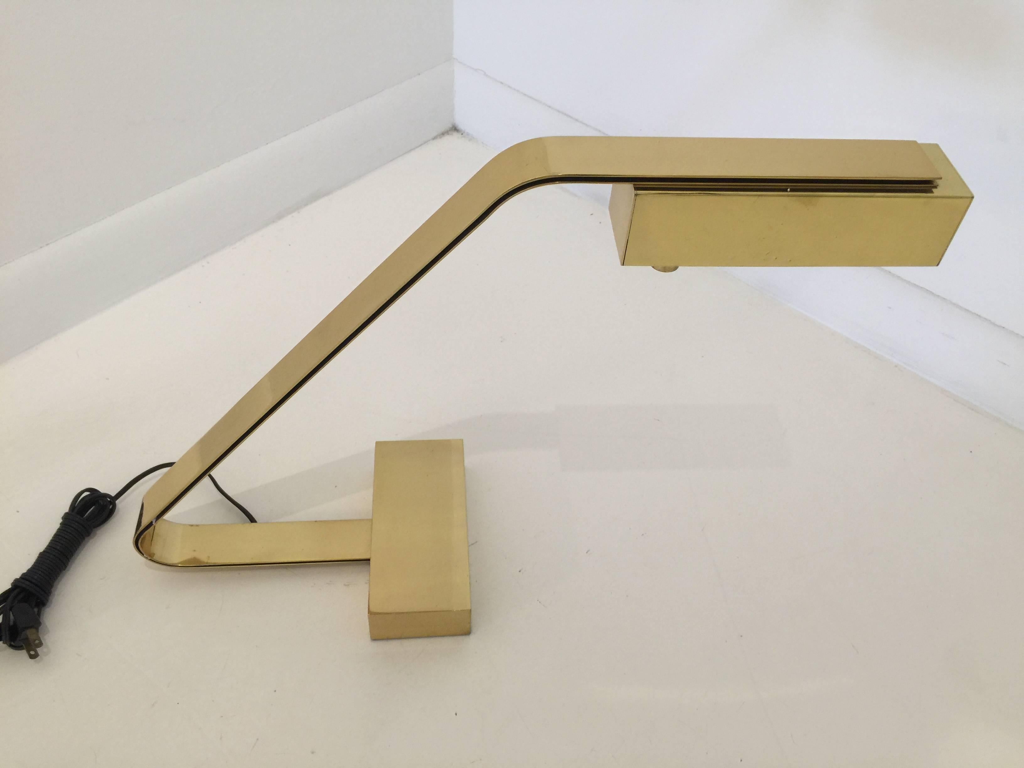 Late 20th Century Architectural Brass Desk Lamp by Casella