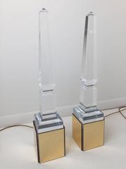 Pair of Tall Lucite Obelisk on Light Boxes