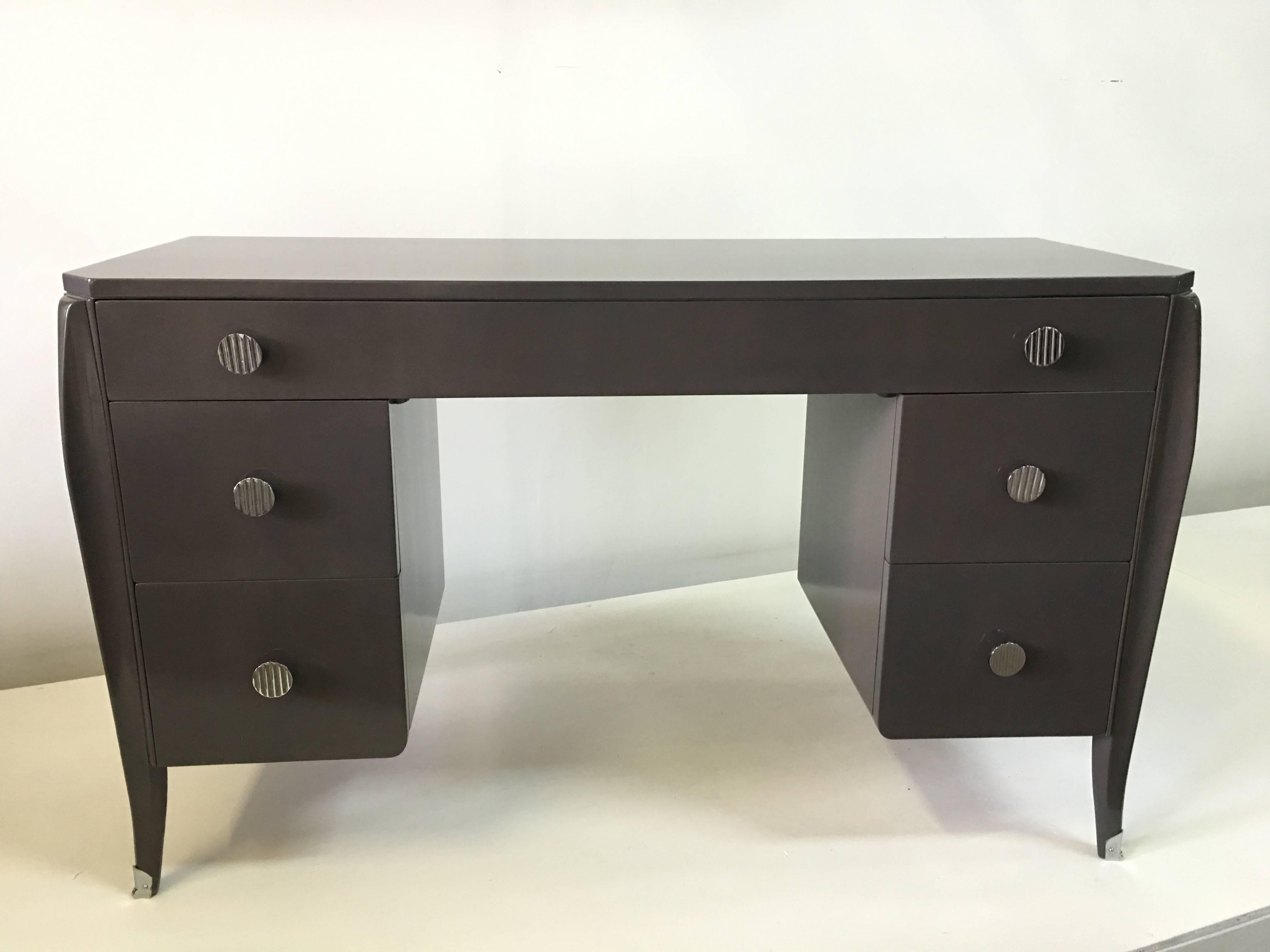 Mid-20th Century Stained Wood French Deco Style Desk by Widdicomb