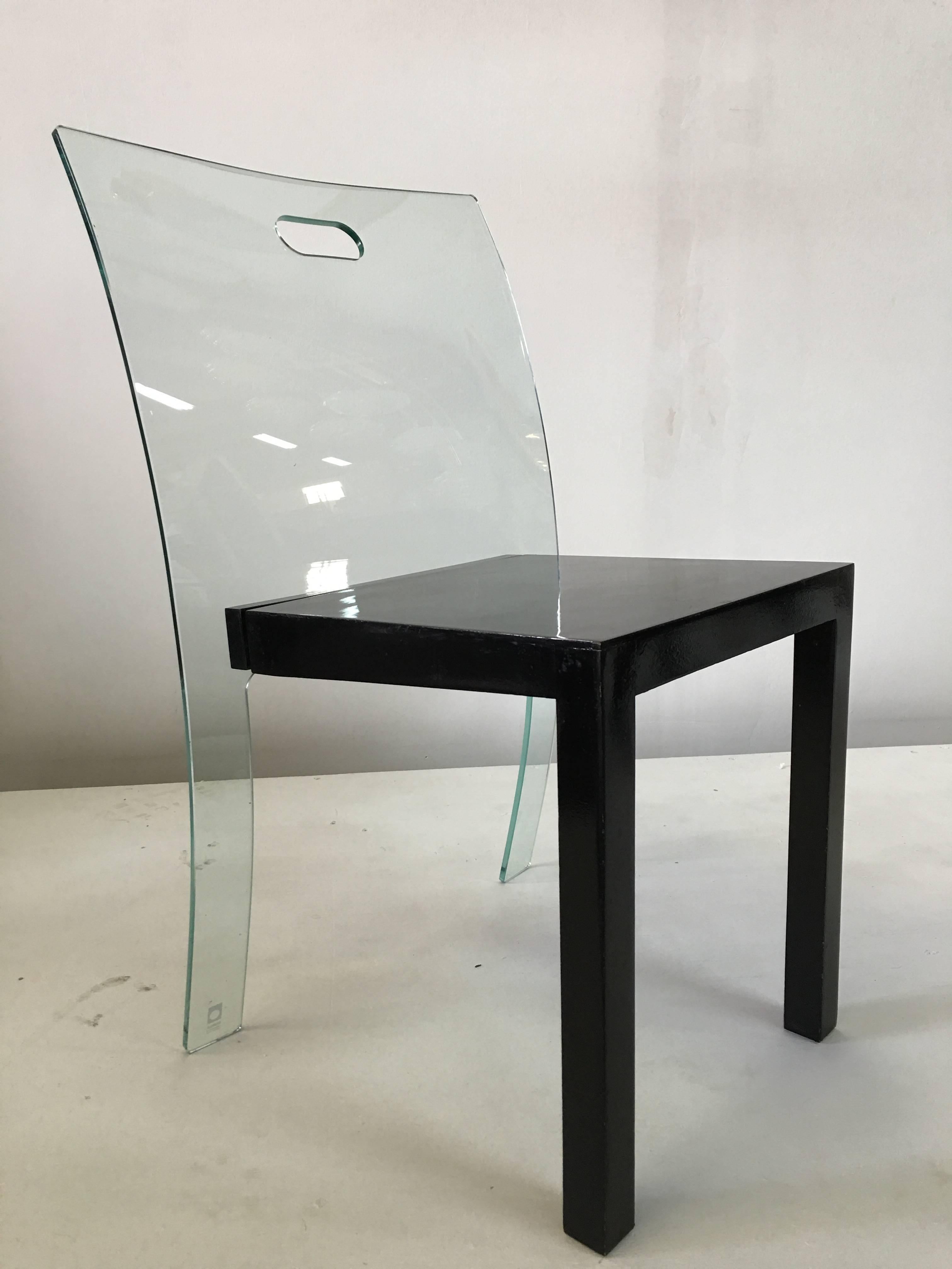 Italian Stunning Curvet Zeritalia Glass Chair For Sale