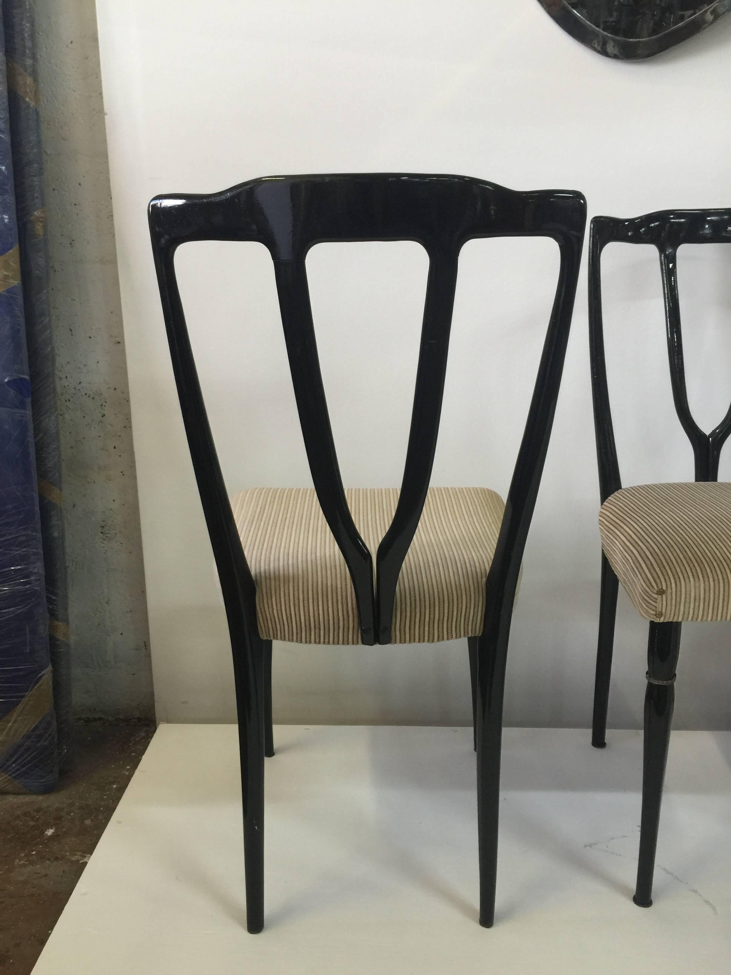 Six Vintage Italian Wish-Bone Dining Chairs In Good Condition In East Hampton, NY