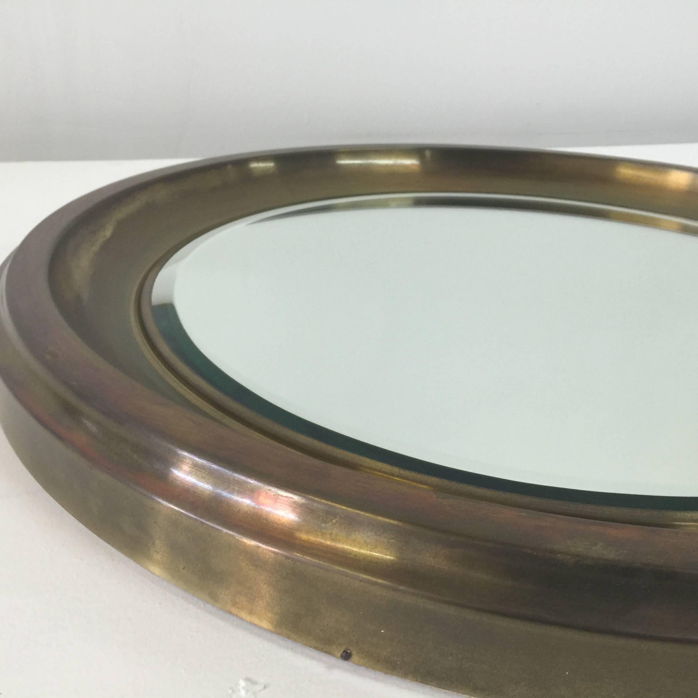 Oversized Italian Brass Mirror by Sergio Mazza for Artemide In Good Condition In East Hampton, NY