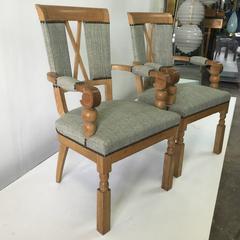 French Oak Art Deco Pair of Armchairs Manner of André Arbus.