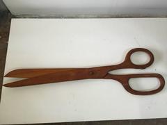 Very Oversized Vintage Display Scissors in Wood