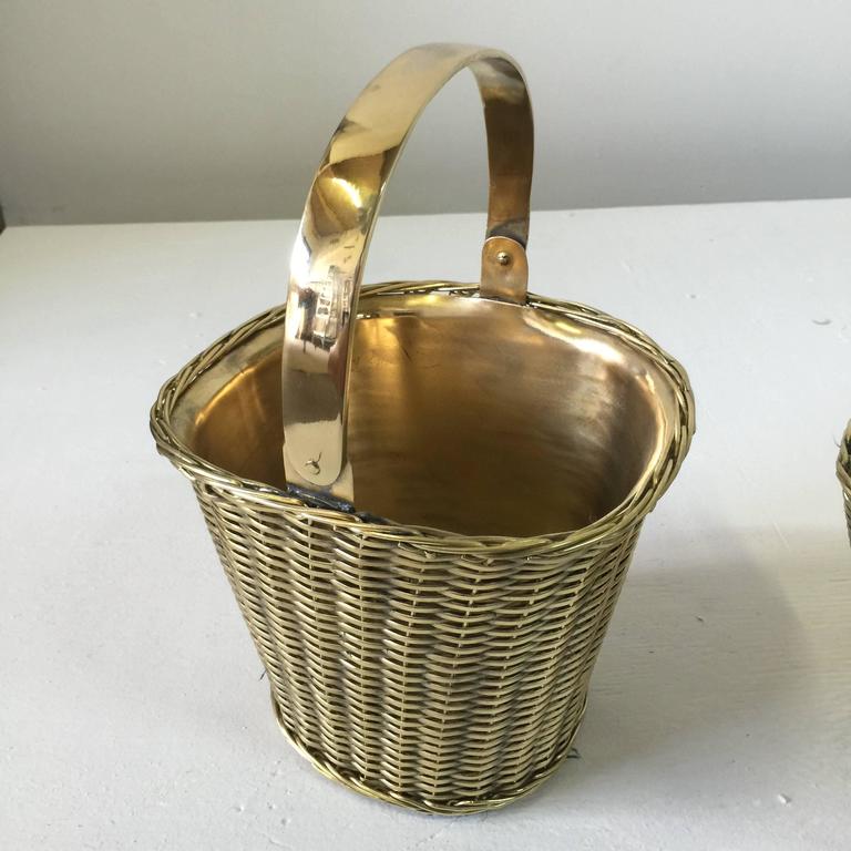 Pair of Polished Brass Orchid Baskets For Sale at 1stDibs