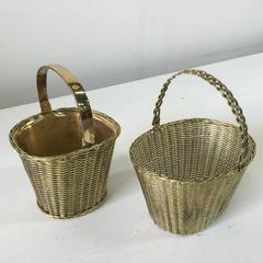 Pair of Polished Brass Orchid Baskets