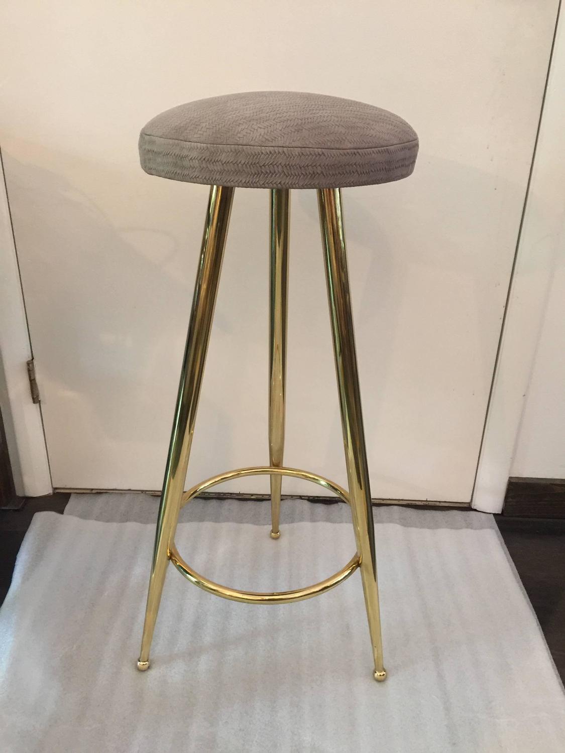Vintage Italian Brass Bar Stool For Sale at 1stdibs