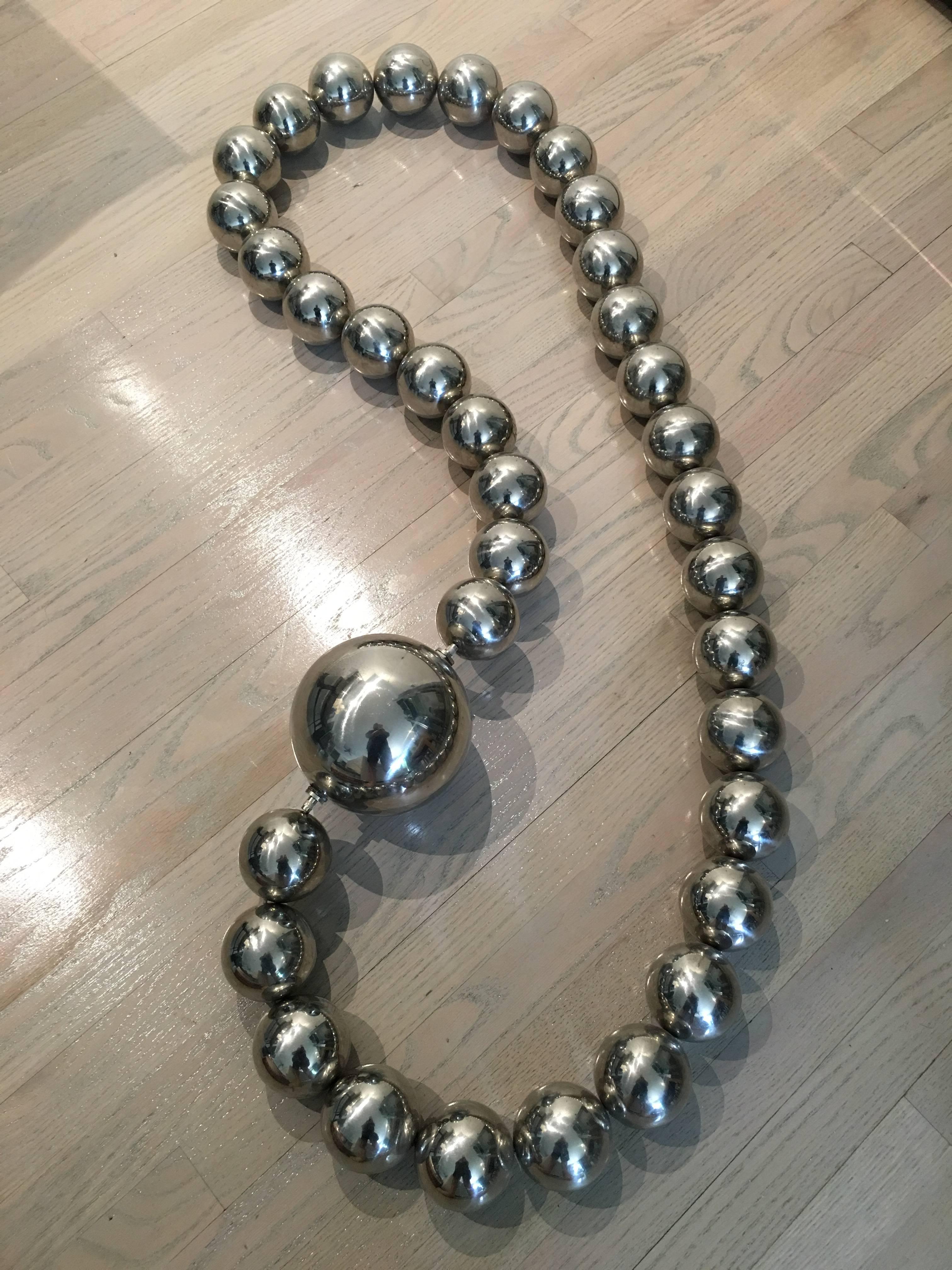 American Oversized Stainless Steel Orb Necklace Sculpture  For Sale