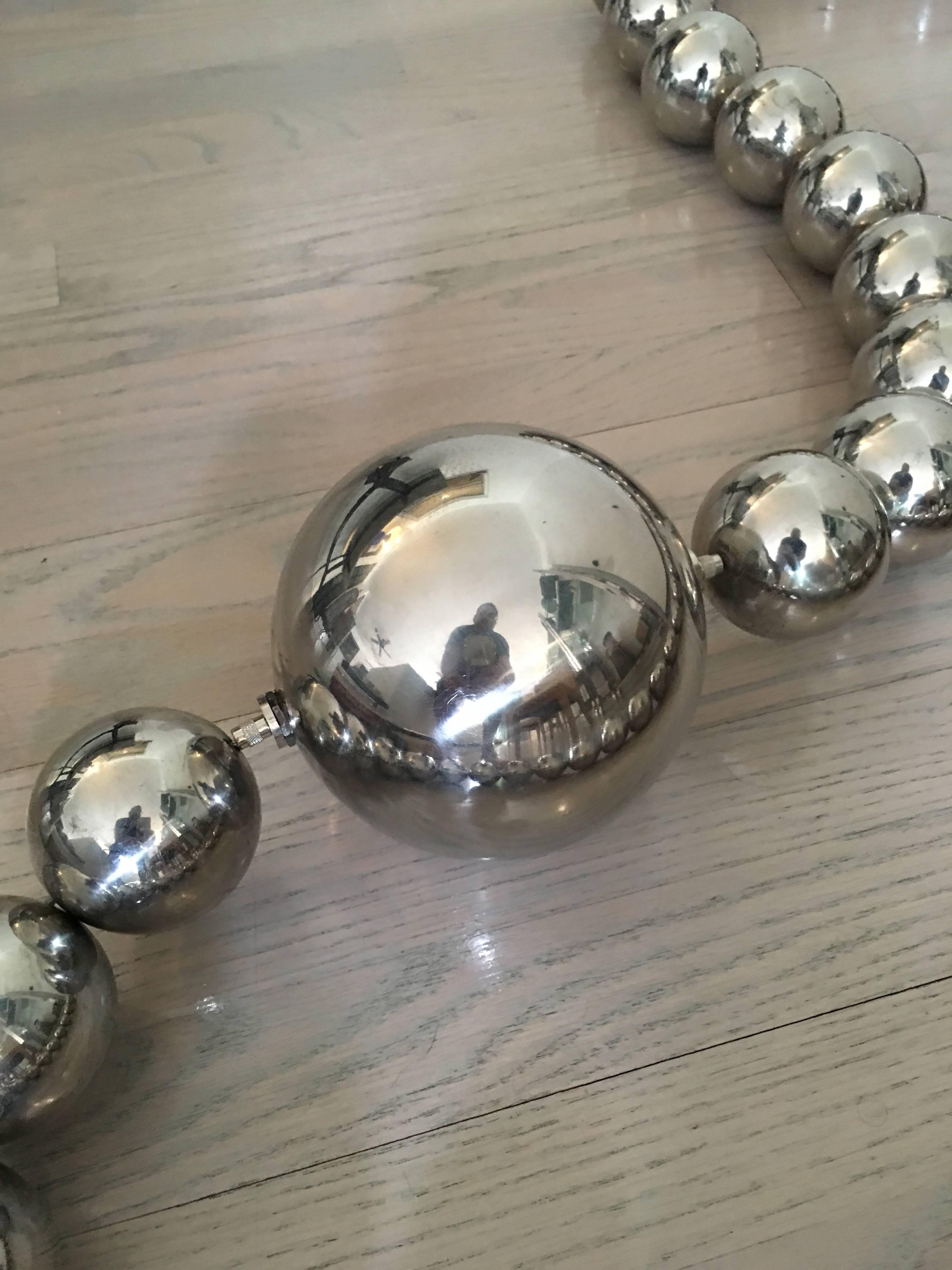 Mid-Century Modern Oversized Stainless Steel Orb Necklace Sculpture  For Sale