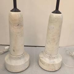 Carrara Marble "Bullet" Table Lamps, Pair