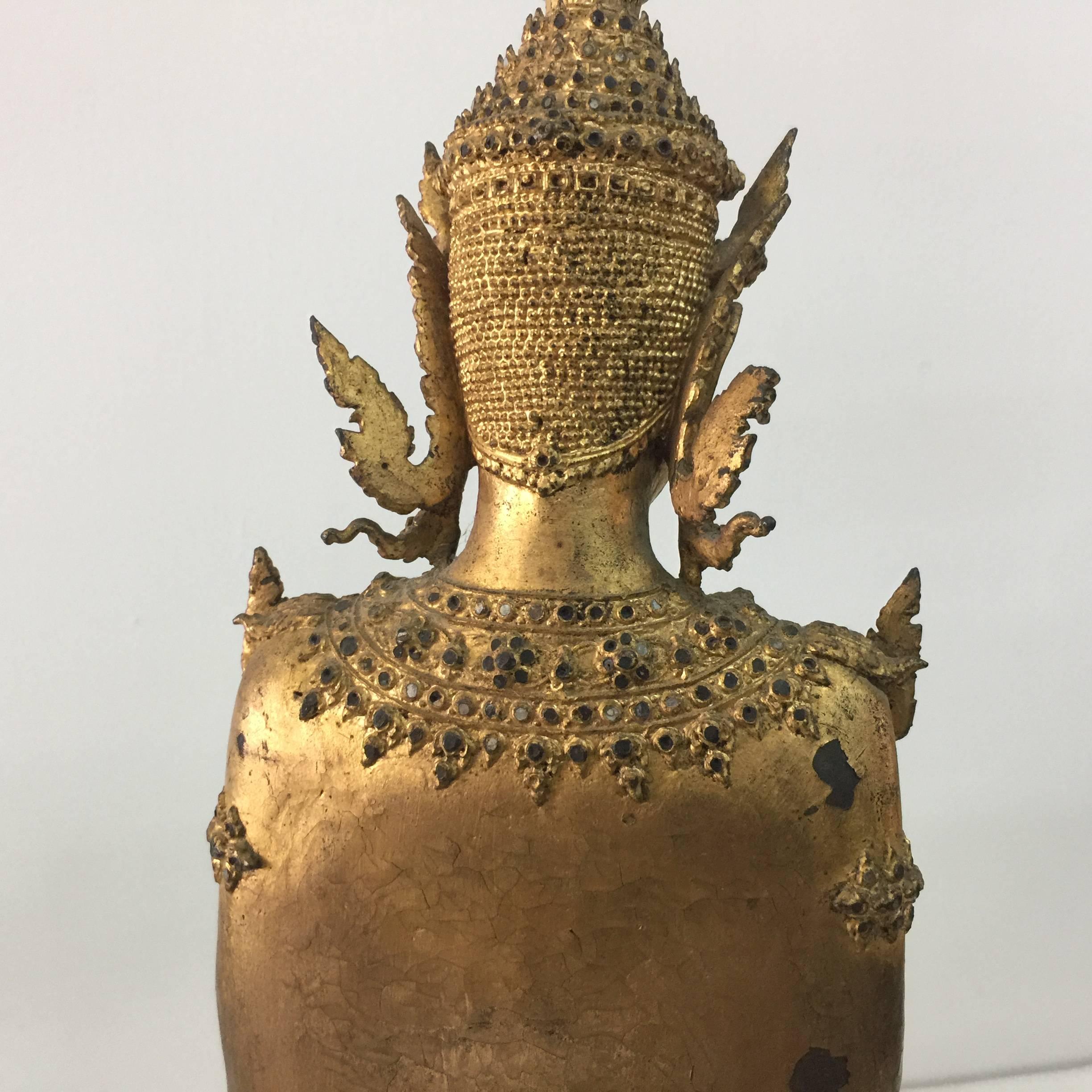 Antike Buddha-Skulpturen aus vergoldeter Bronze aus Laos/Thailand (19. Jahrhundert)