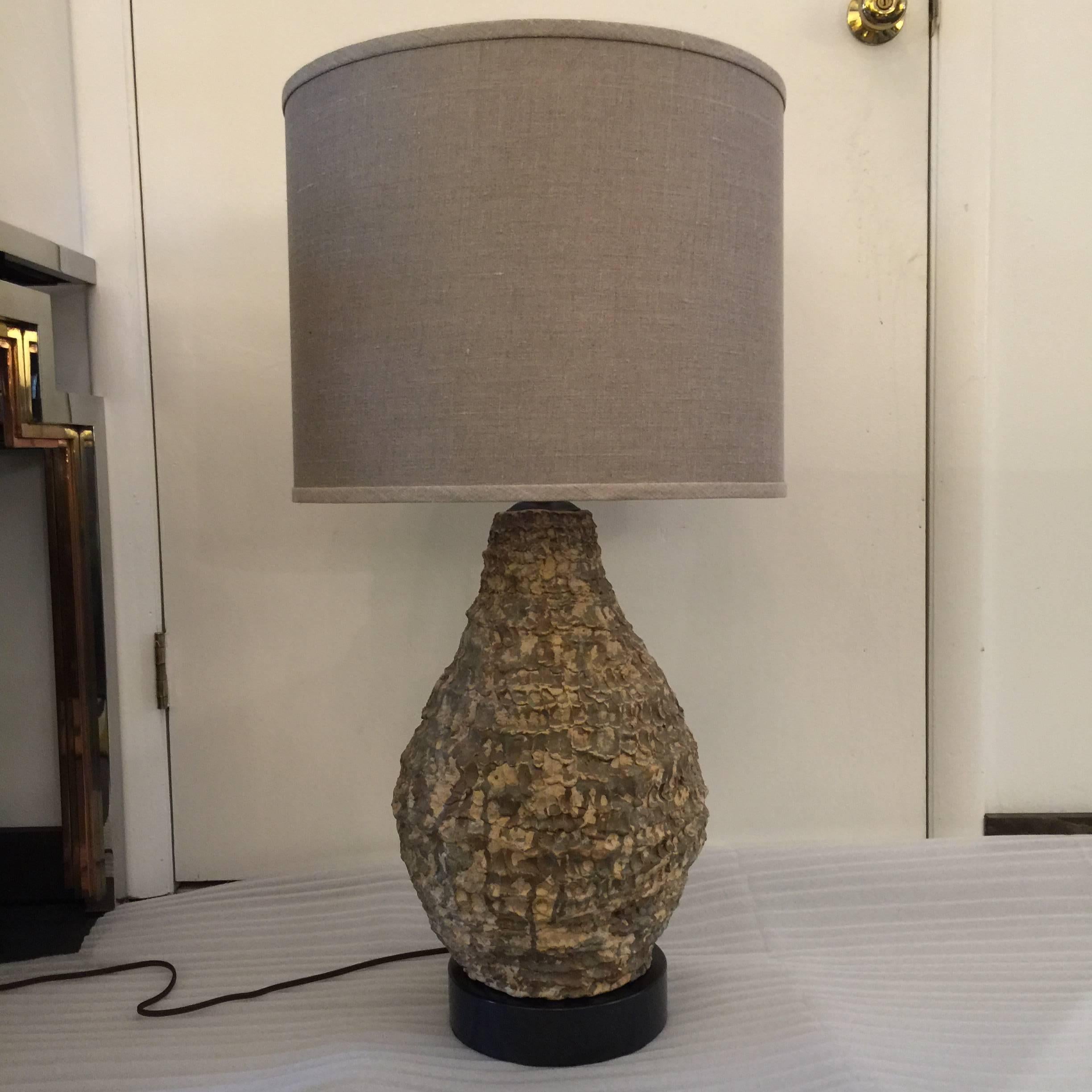 Newly rewired in brown silk cable and double socket cluster, finished in oil bronze base.

Note: shade not included.