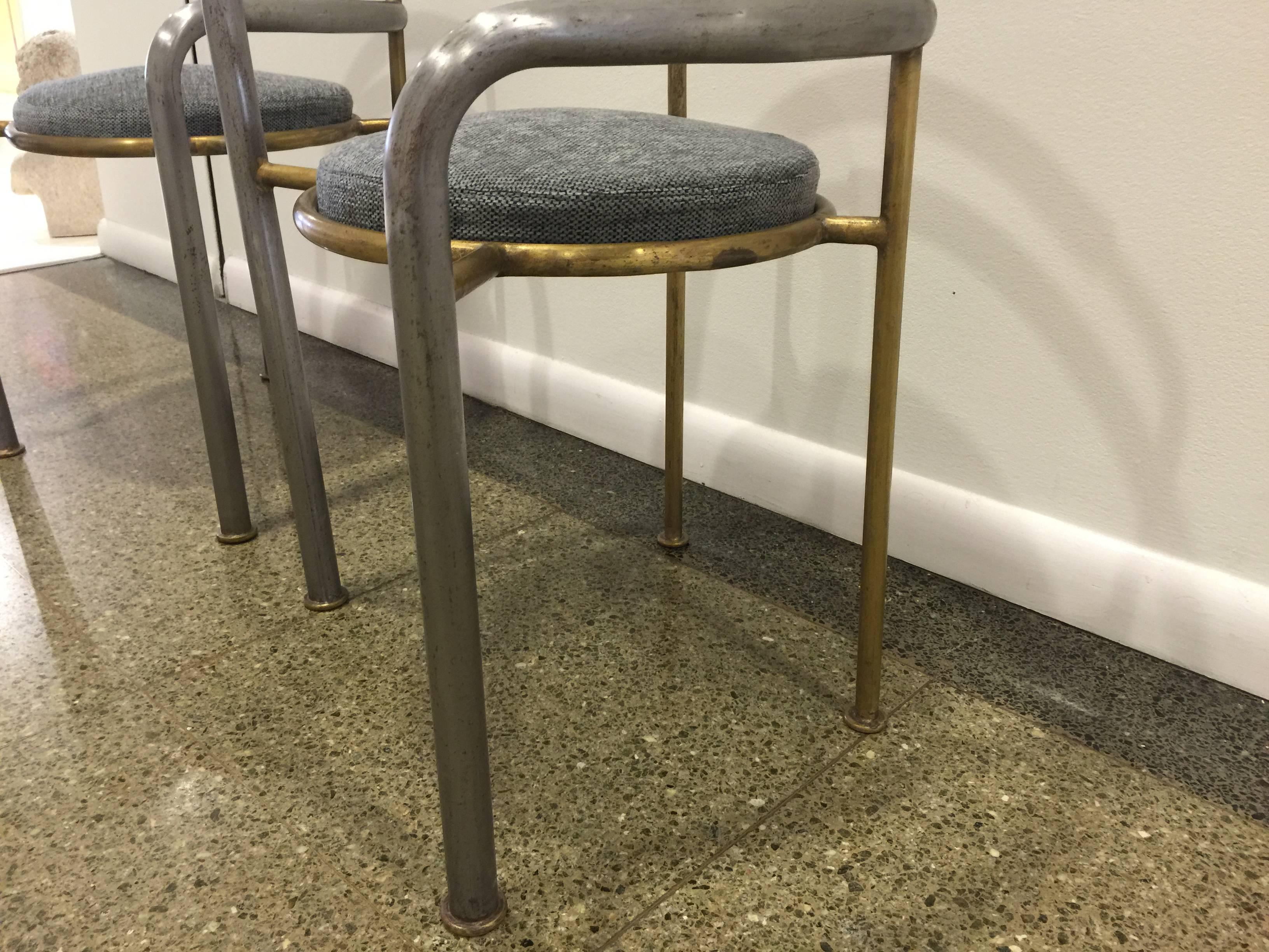 Rare  Rud Thygesen, Johnny Sorensen Iron & Brass Chairs, Pair In Good Condition For Sale In East Hampton, NY