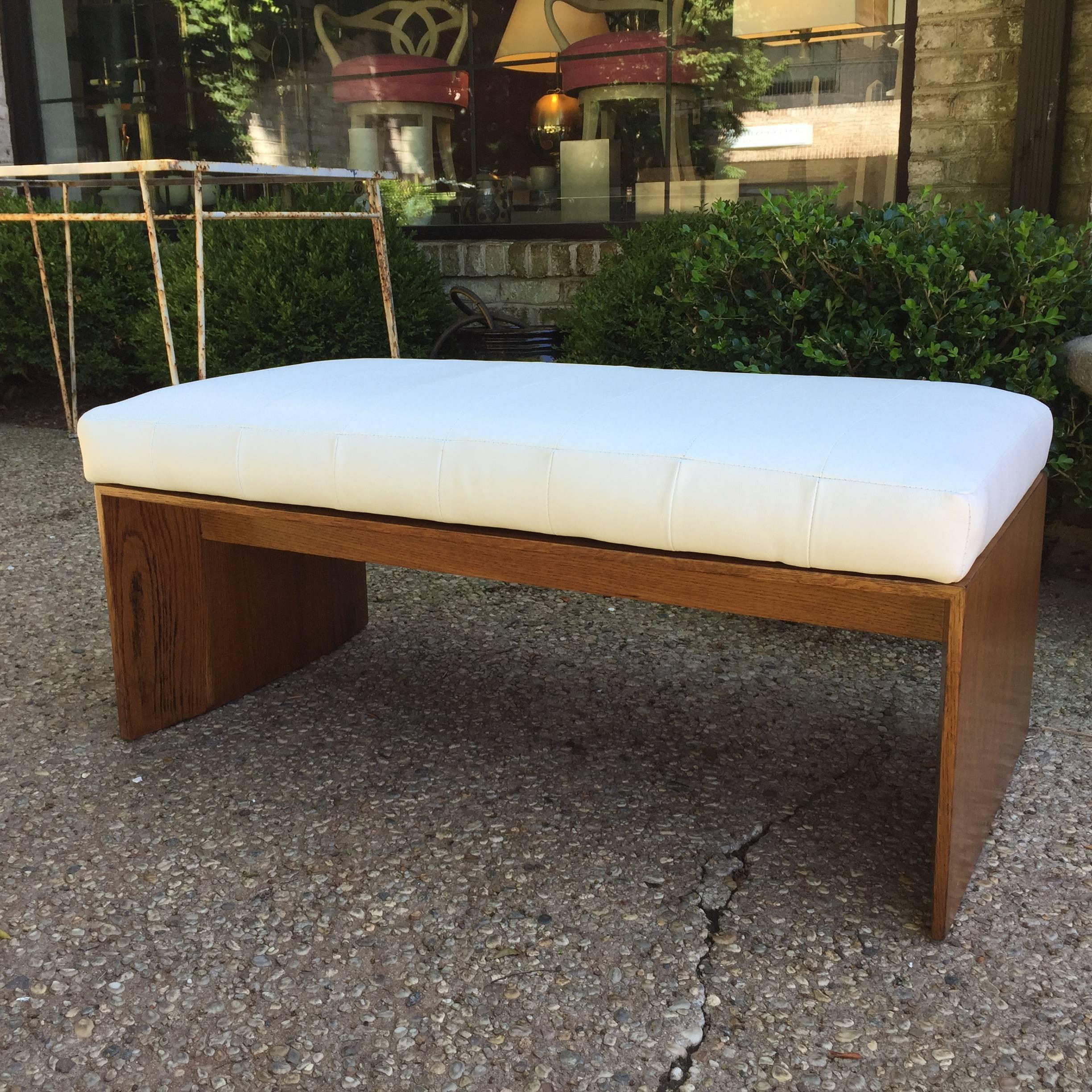 American Art Deco Exotic Wood and Leather Bench in the Style of Maxime Old