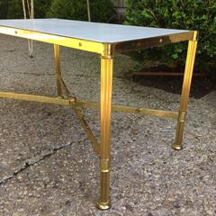 Italian 1960s Rectangular Side Table in Parchment and Brass, Attr. Maison Jansen