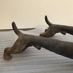 Pair of Antique Cast-Iron Dachshund Andirons